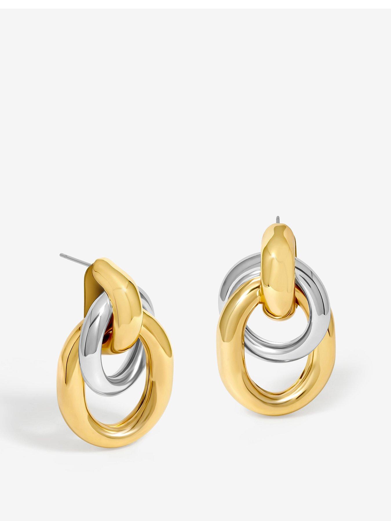 undefined Two Tone Door Knocker Earrings