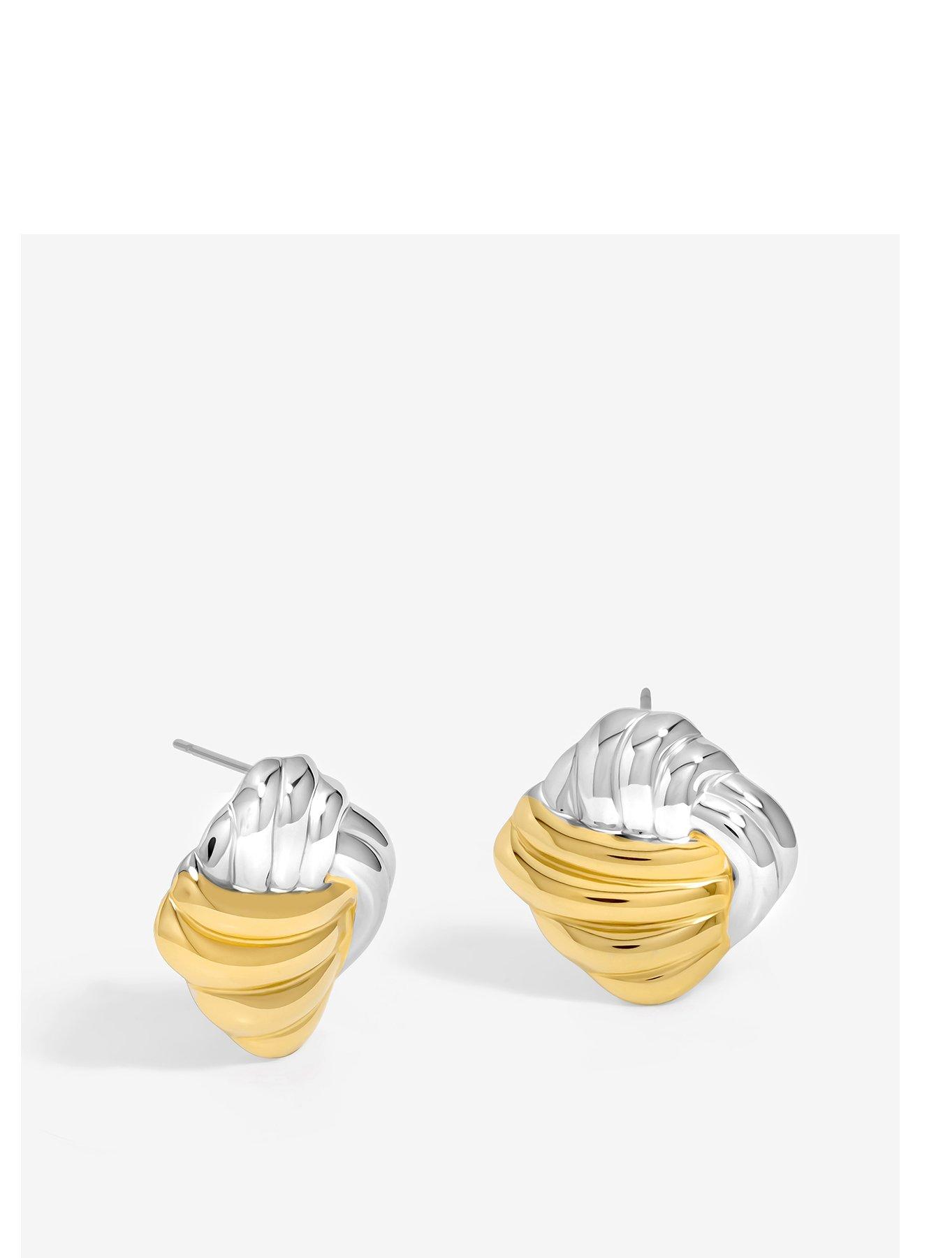 undefined Two Tone Ridge Clip Earrings