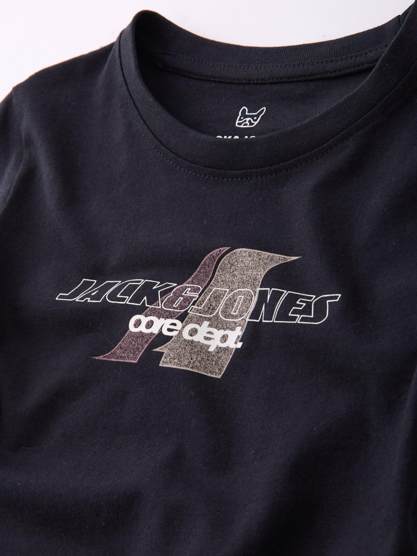 Image 3 of 3 of Jack & Jones Mini Younger Boys Tier Front Print Short Sleeve T-shirt - Black