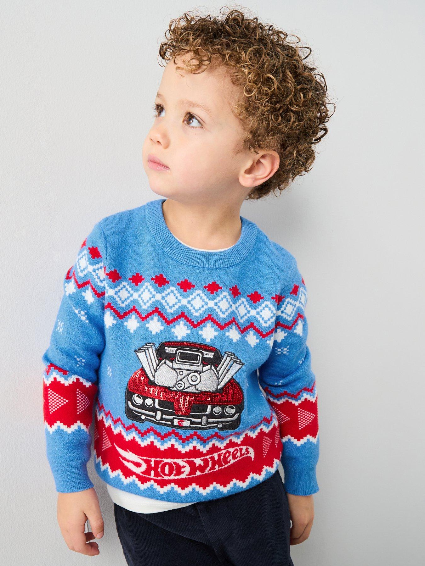 Image 1 of 5 of Hot Wheels Festive Knitted Jumper - Blue