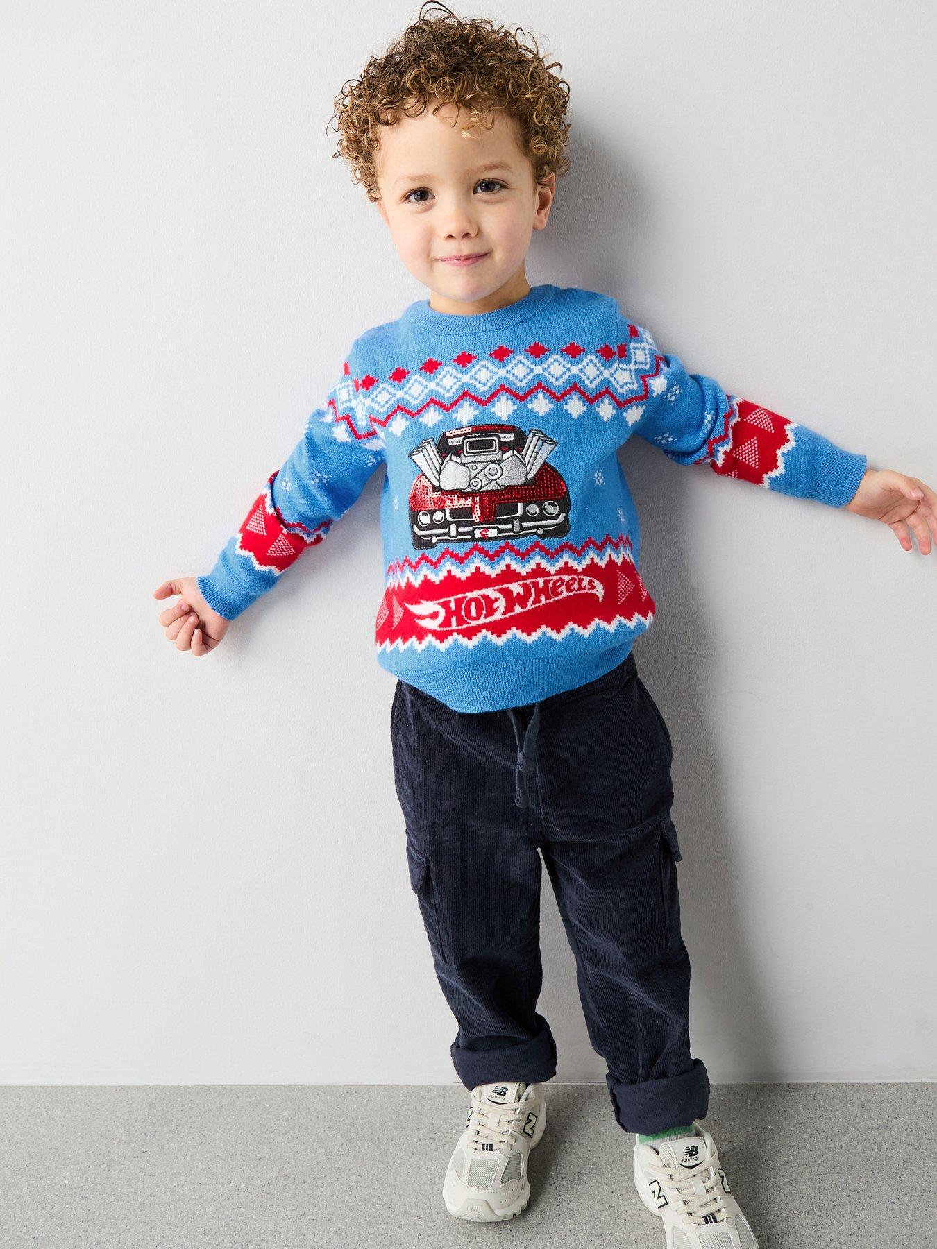 Image 3 of 5 of Hot Wheels Festive Knitted Jumper - Blue