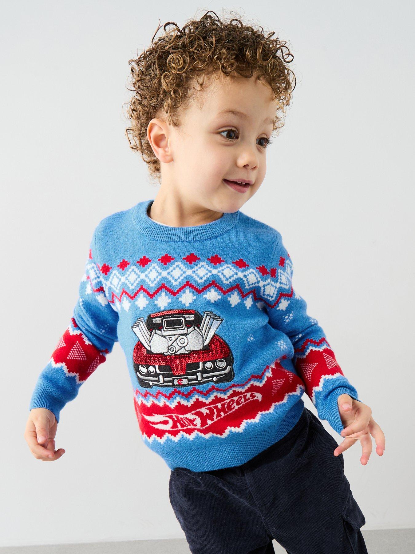 Image 4 of 5 of Hot Wheels Festive Knitted Jumper - Blue