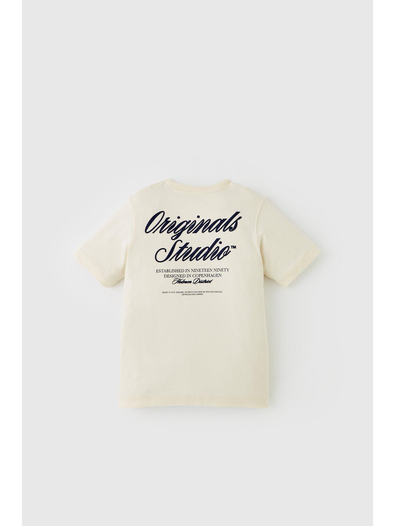 undefined Boys Typo Print Short Sleeve T-Shirt - Light Cream