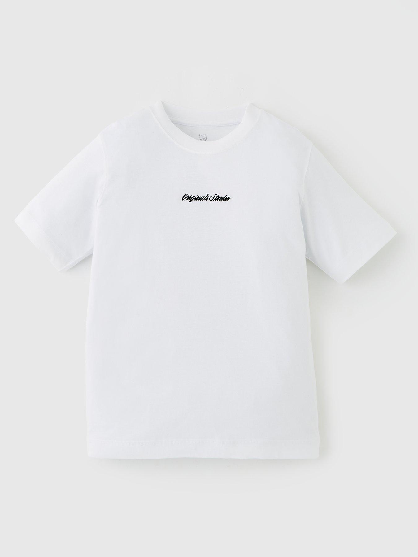 Jack & Jones Junior Boys Embroidered Short Sleeve T-shirt - White