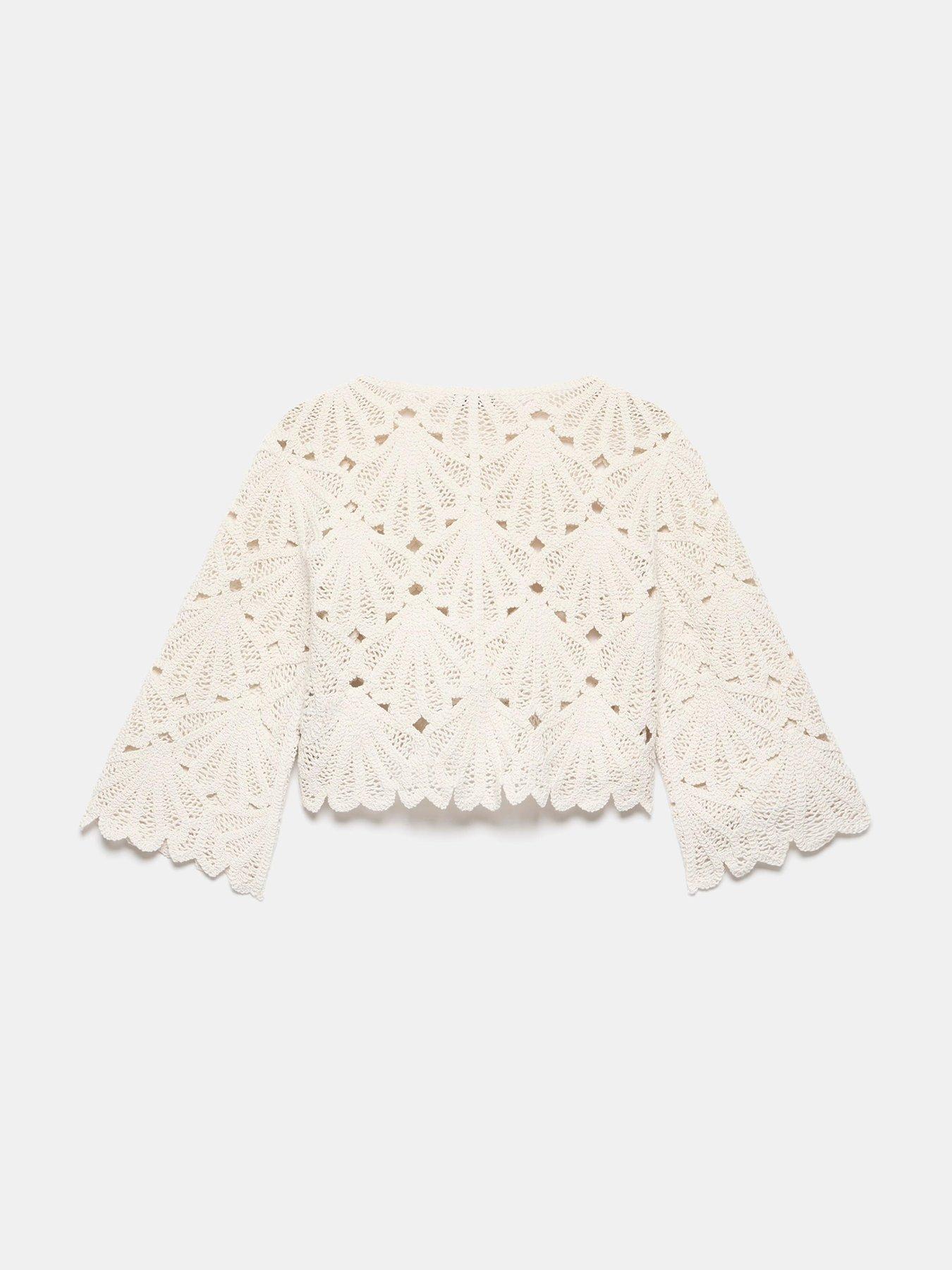 Image 6 of 6 of Mint Velvet Neutral Crochet Knit Top - Cream