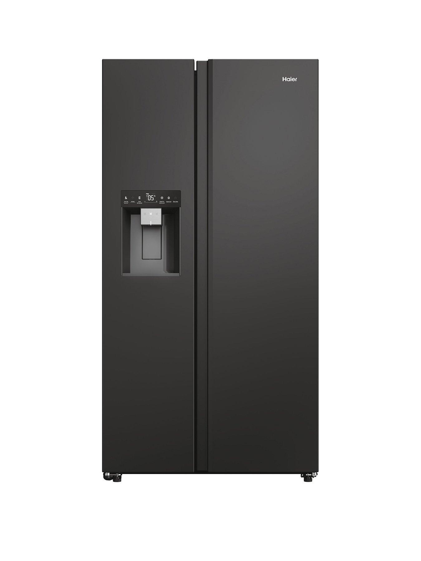 Haier HSW59F18EIPT Plumbed Frost Free American Fridge Freezer, Black, E Rated