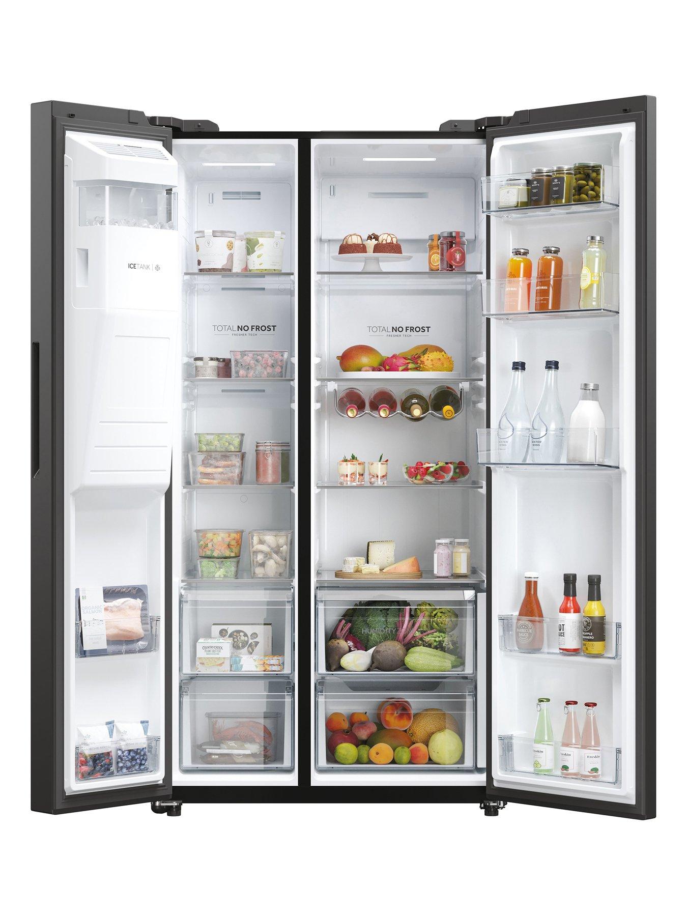 Image 2 of 7 of Haier HSW59F18EIPT Plumbed Frost Free American Fridge Freezer, Black, E Rated