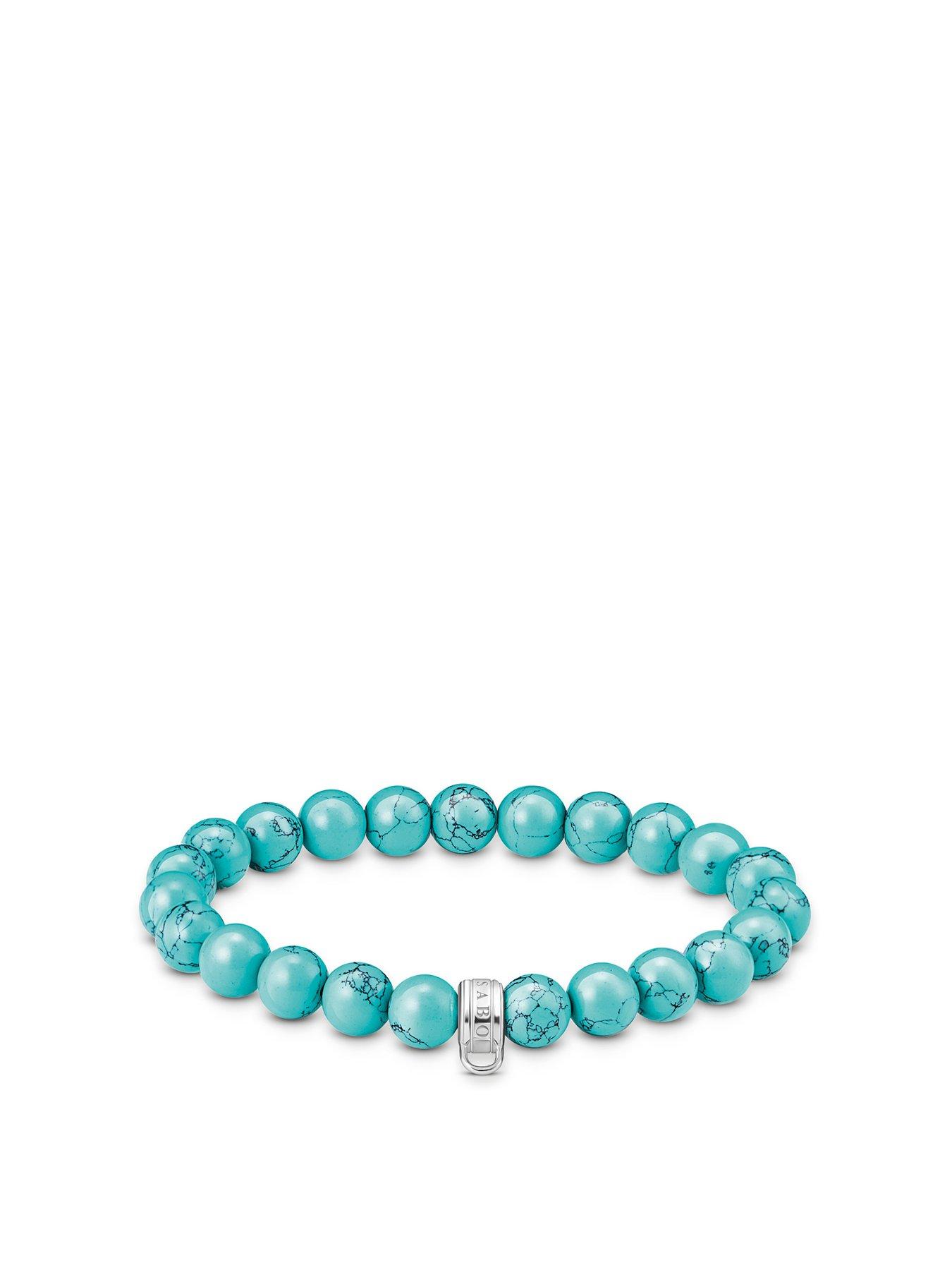 Thomas Sabo Charm Club: Bead bracelet imitating turquoise