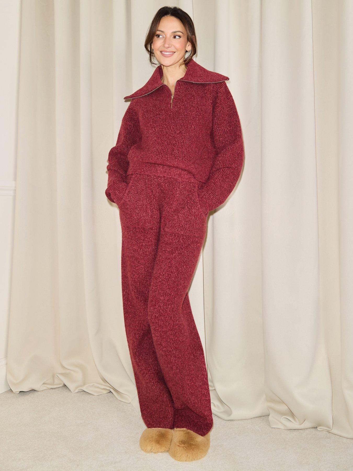 Michelle Keegan Premium Chunky Twist Yarn Jogger Co Ord - Red