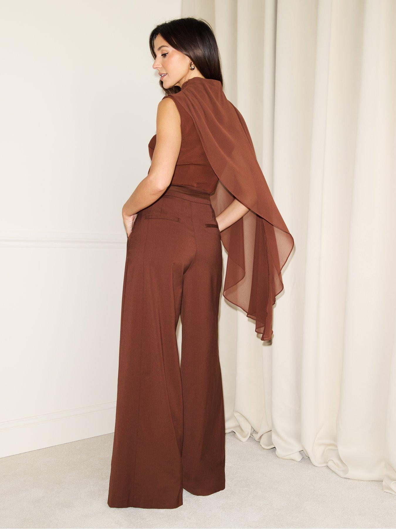 Image 2 of 5 of Michelle Keegan One Shoulder Cape Top - Brown