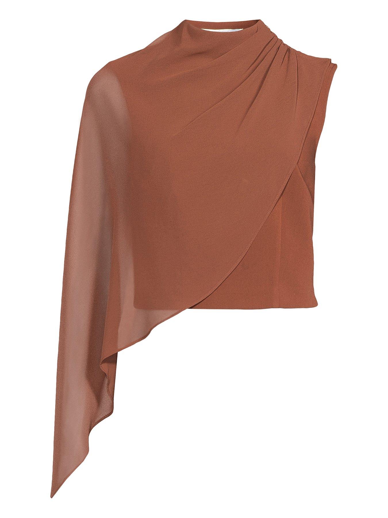 Image 5 of 5 of Michelle Keegan One Shoulder Cape Top - Brown
