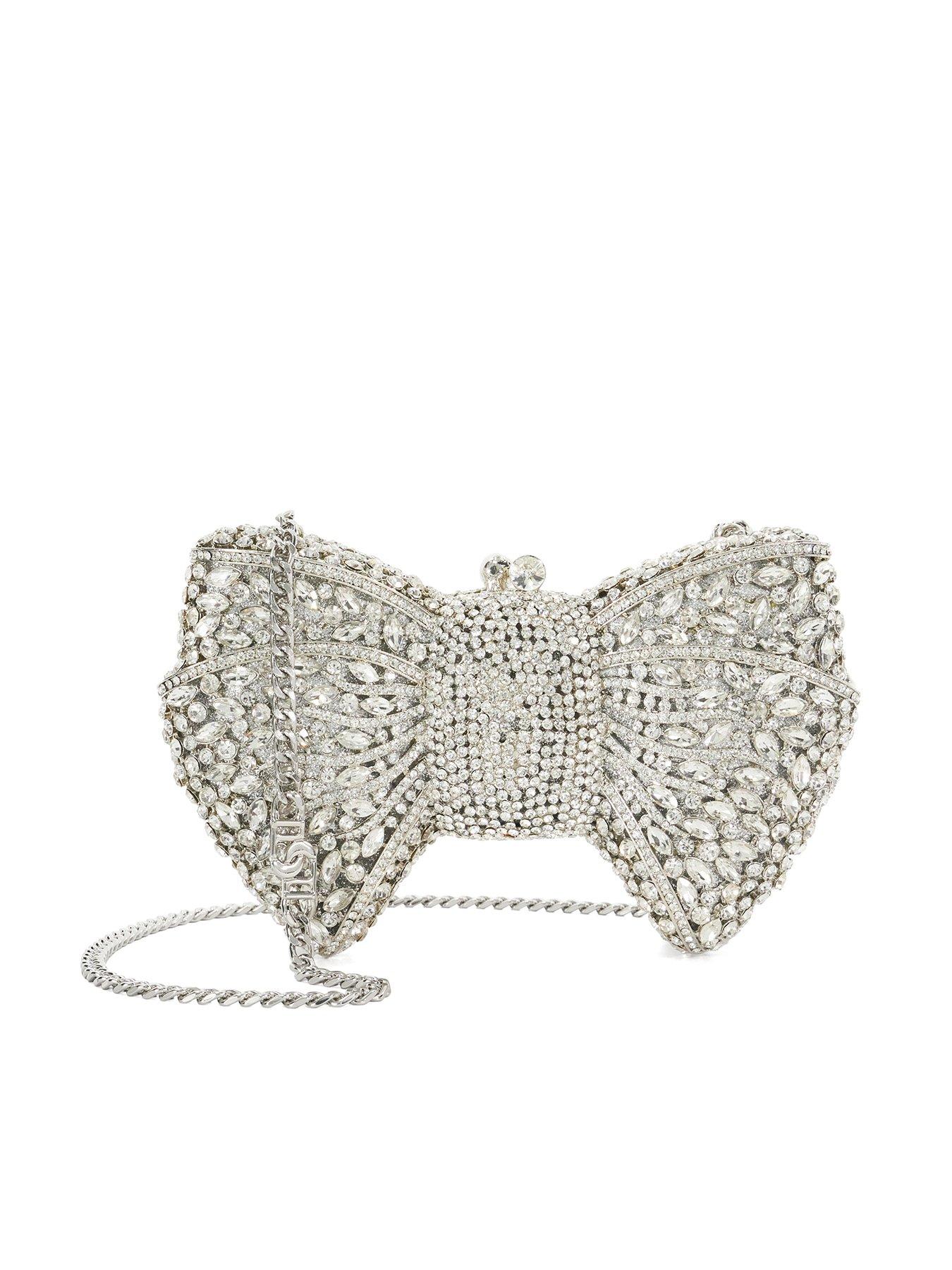 undefined Enchant Embellished Bow Clutch Bag - Silver