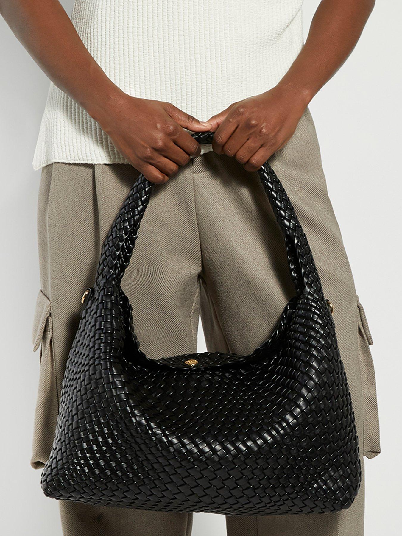 Dune London Deliberate L Woven Shoulder Bag - Black