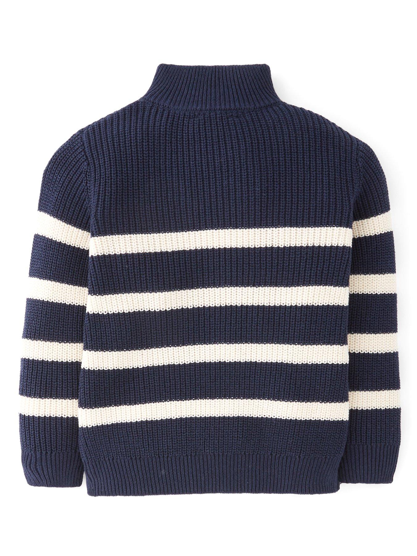 Image 2 of 4 of The Very Collection Boys Half Zip Stripe Knitted Jumper - Navy