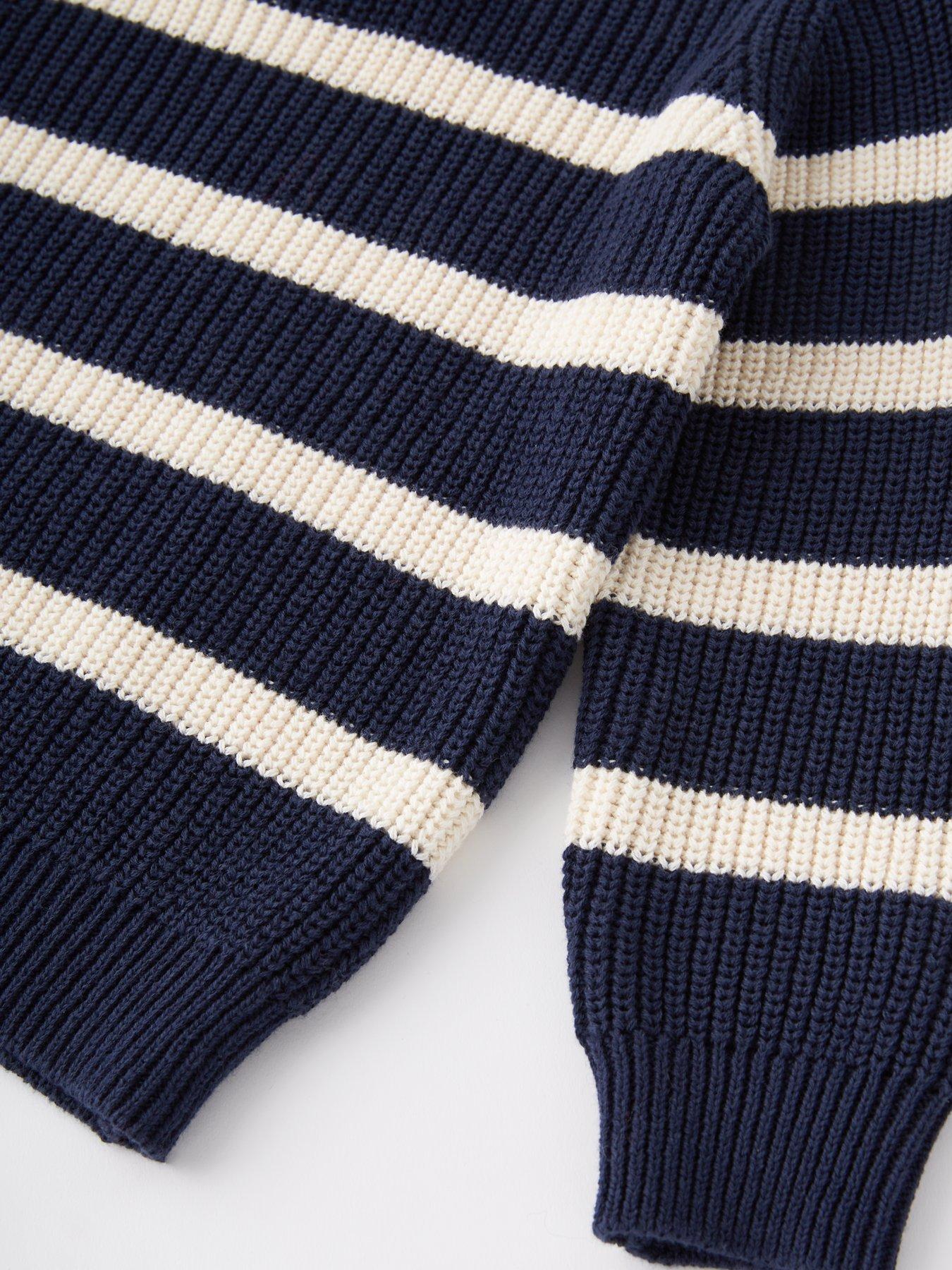 Image 4 of 4 of The Very Collection Boys Half Zip Stripe Knitted Jumper - Navy