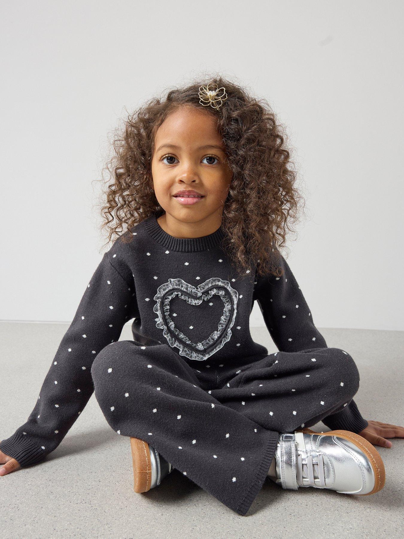 The Very Collection Girls Tule Heart Knit Outfit - Black