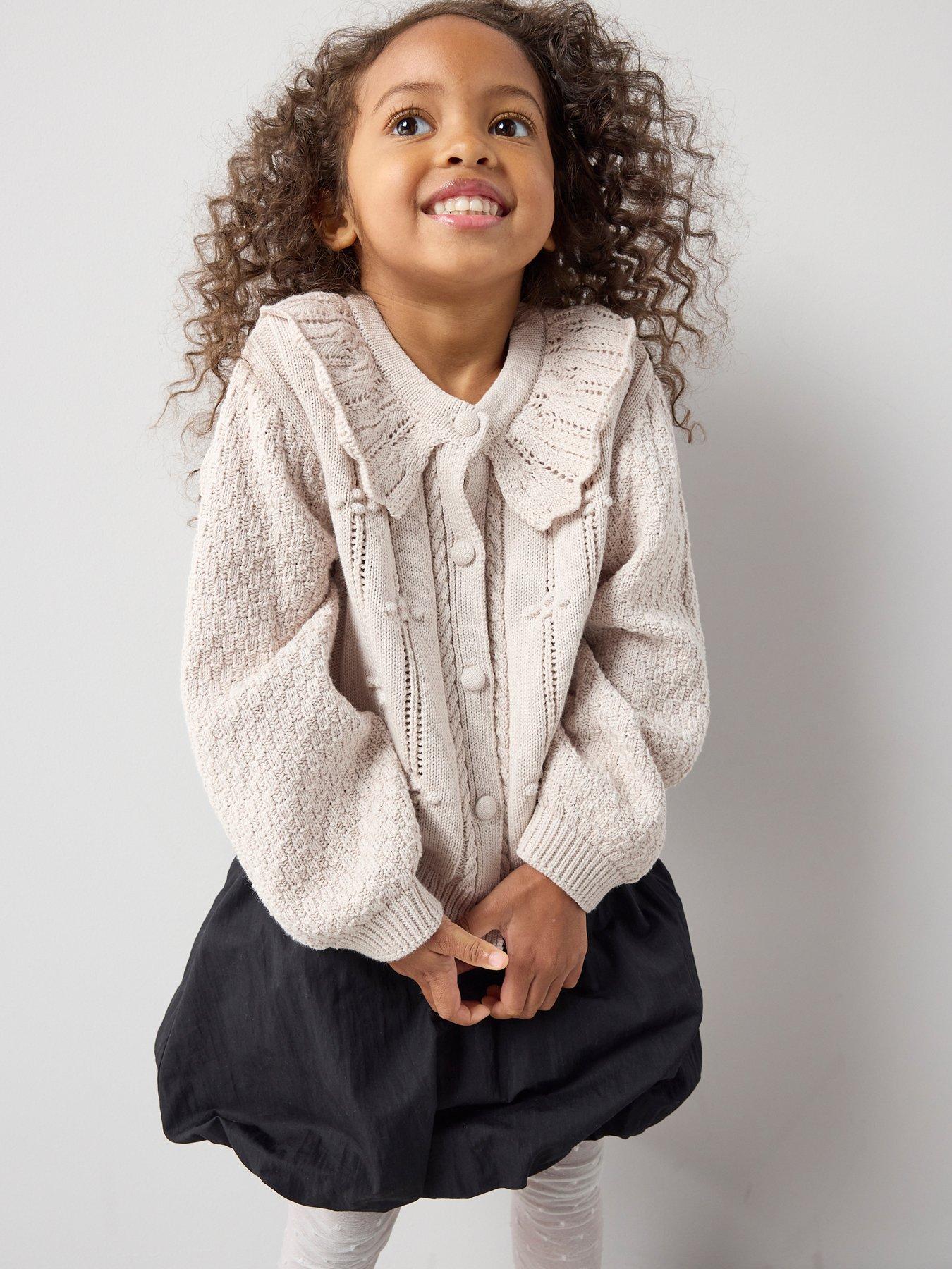 The Very Collection Girls Oversized Collar Knitted Cardigan - Cream