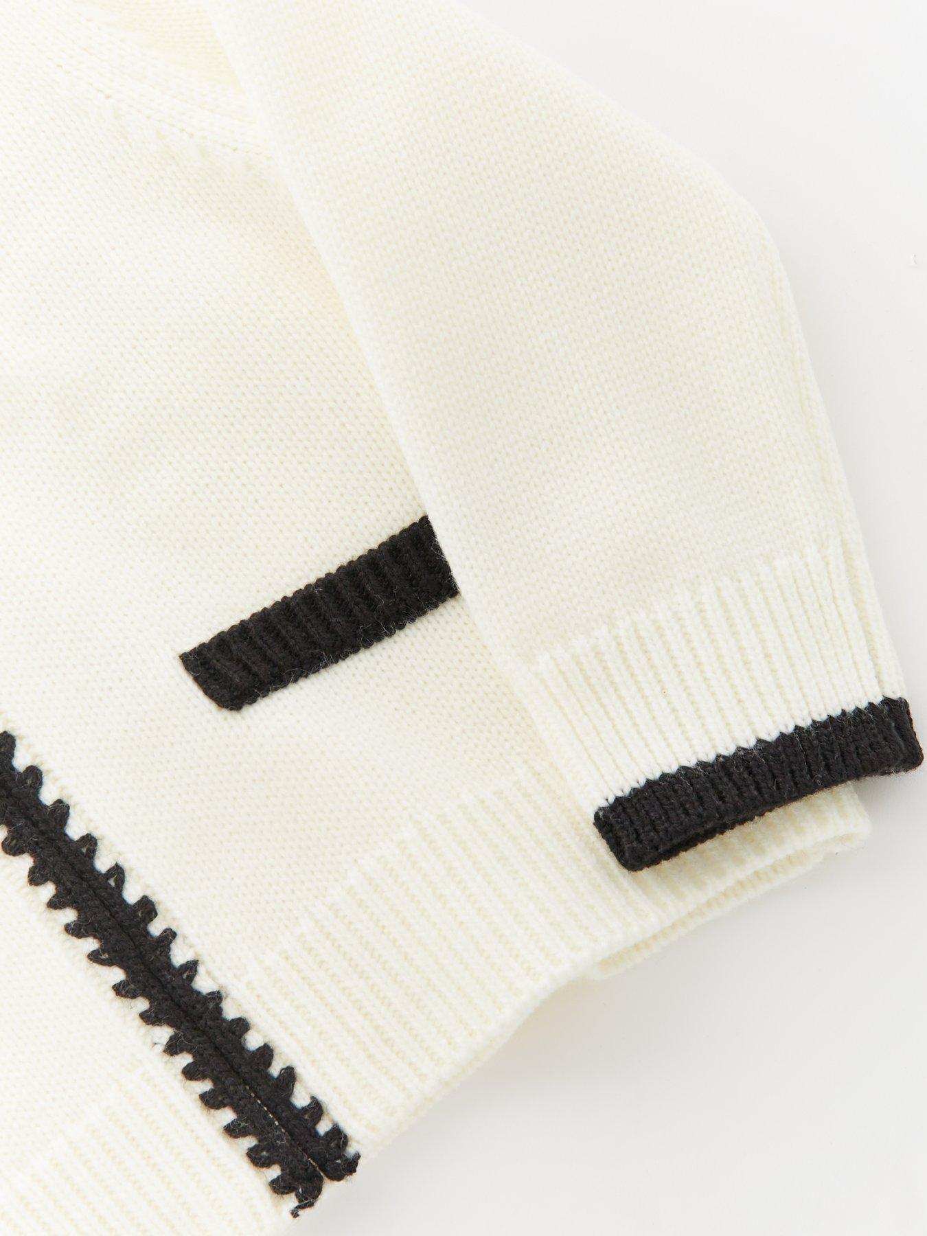Image 4 of 4 of The Very Collection Girls Contrast Stitch Zip Up Cardigan - Cream