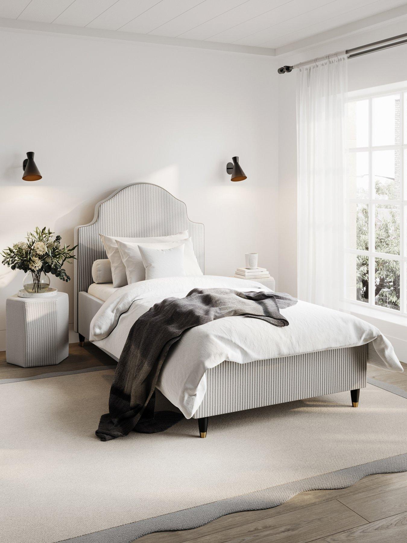 undefined Monterey Grey Striped Bedframe - Single