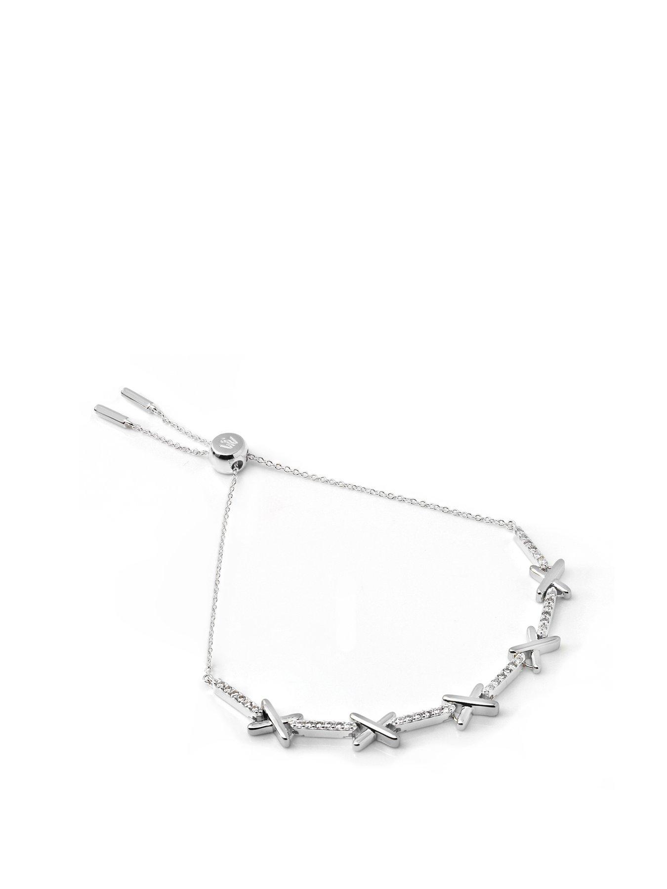 undefined Adjustable Kiss Tennis Bracelet -Silver