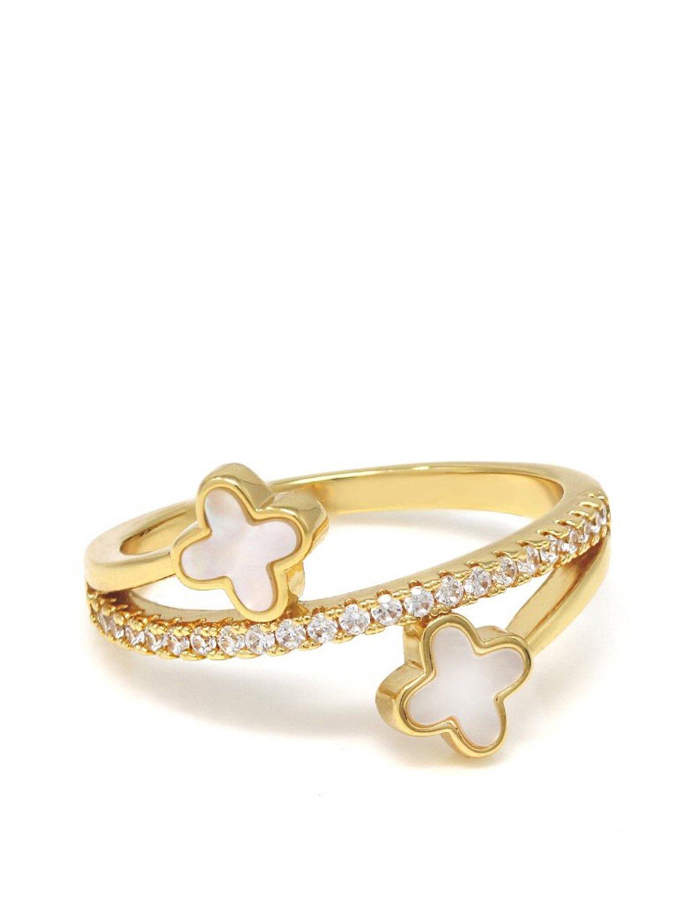 undefined Luck Ring - Stainless Steel (Gold & Faux Pearl)