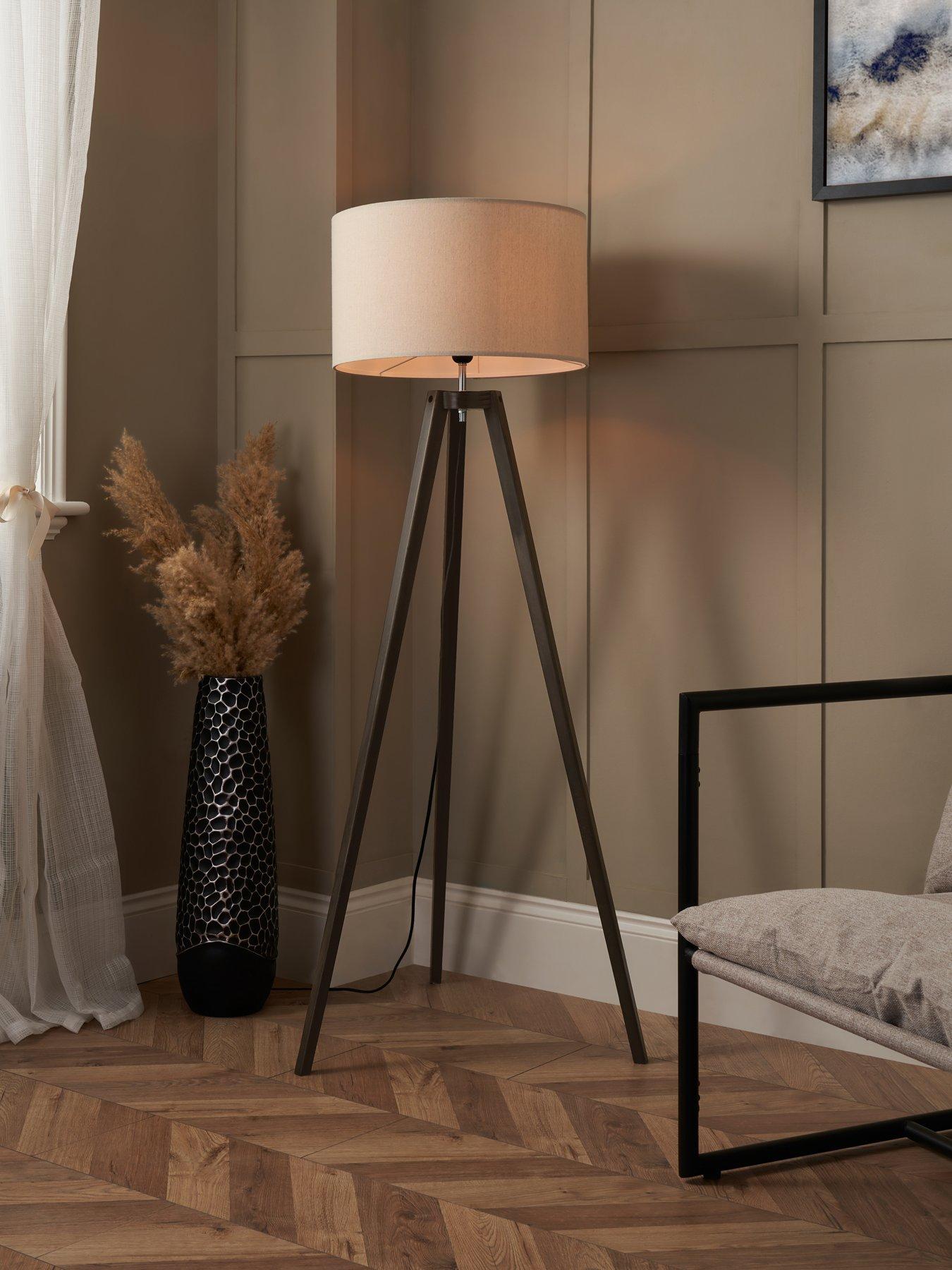 Image 1 of 4 of The Very Collection Keeley Wooden Tripod Floor Lamp