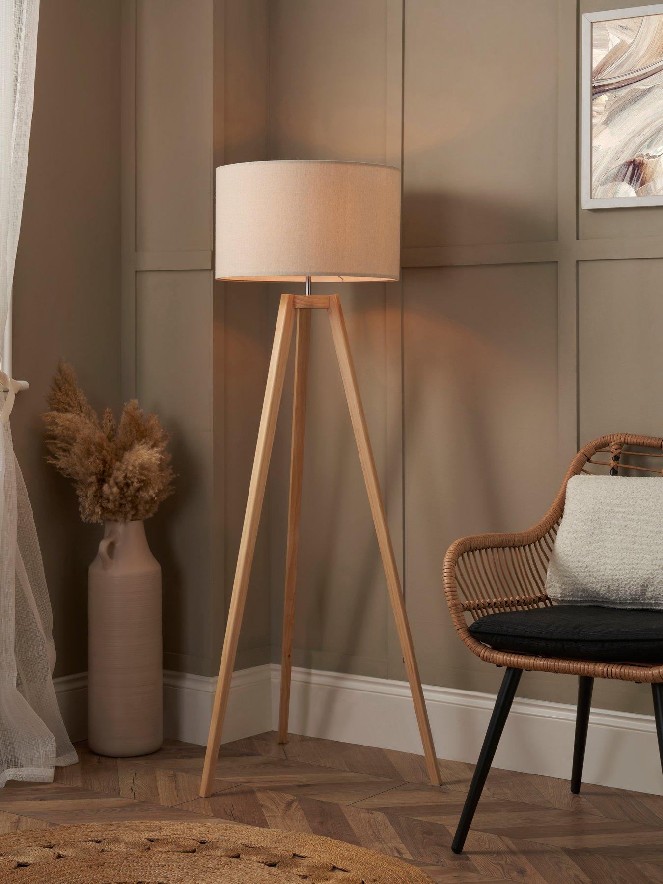 Very Home Keeley Wooden Tripod Floor Lamp