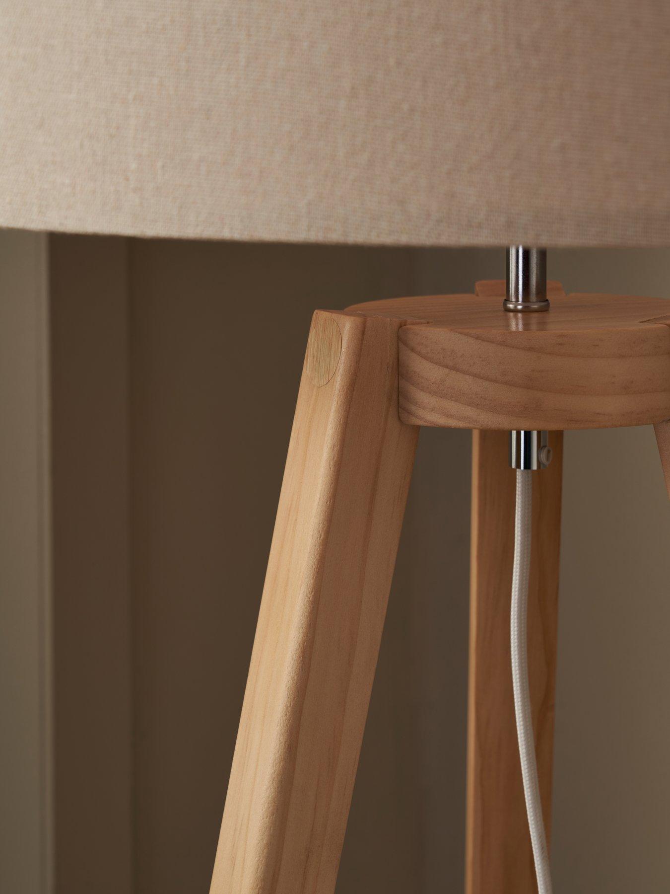 Image 3 of 4 of Very Home Keeley Wooden Tripod Floor Lamp