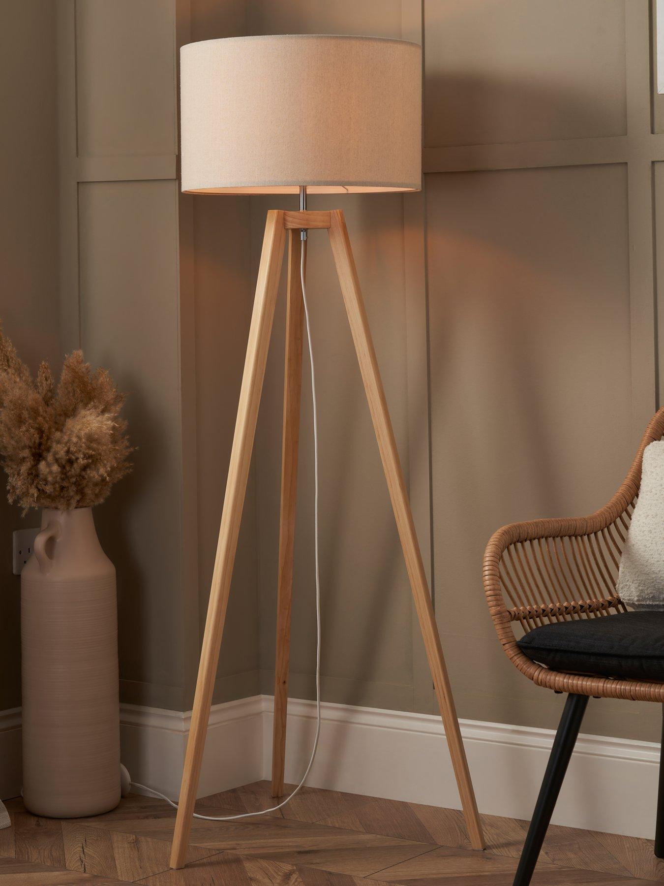 Image 4 of 4 of Very Home Keeley Wooden Tripod Floor Lamp