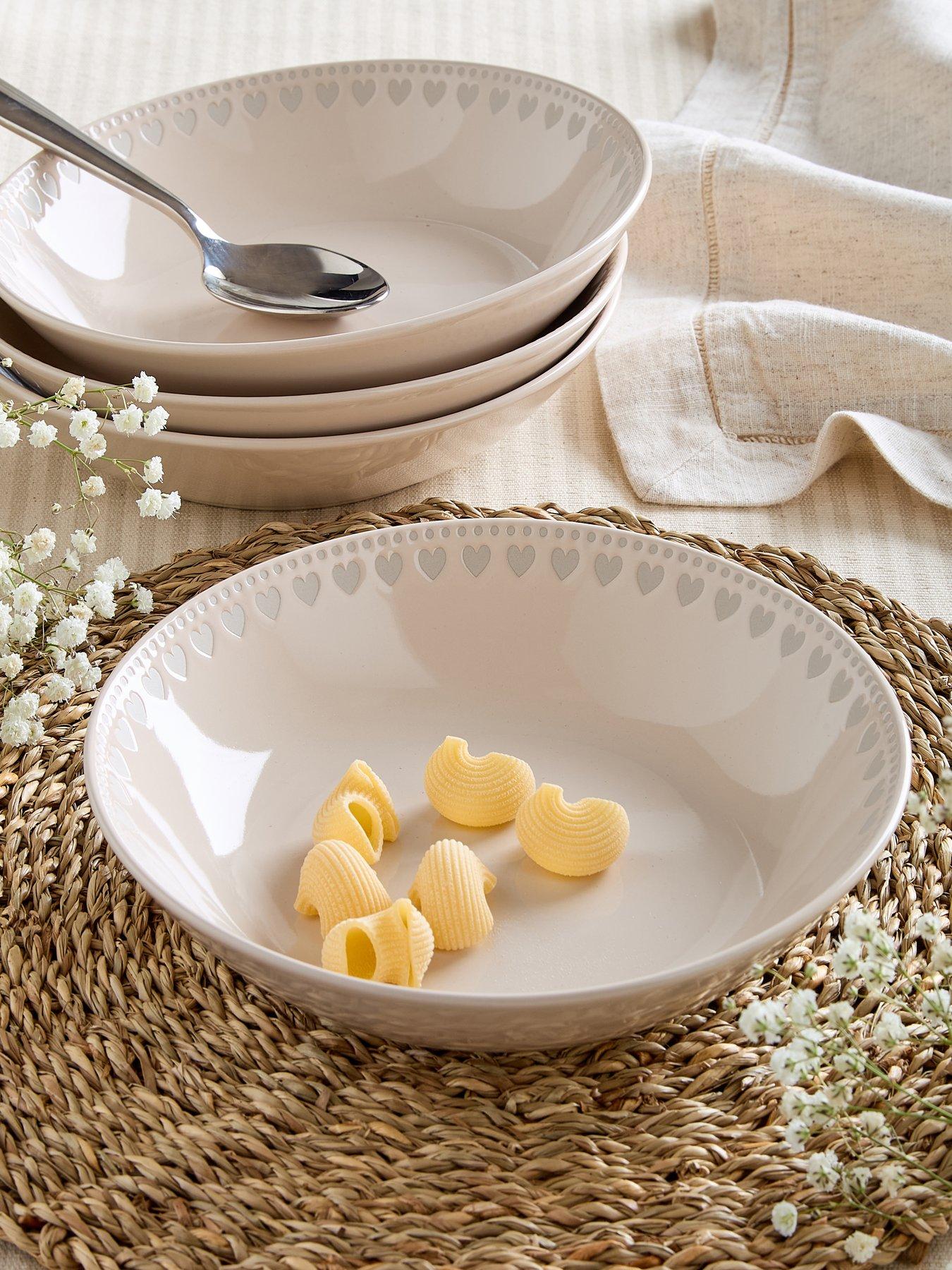 Very Home Heart Pad Print Set Of 4 Saintes Pasta Bowls