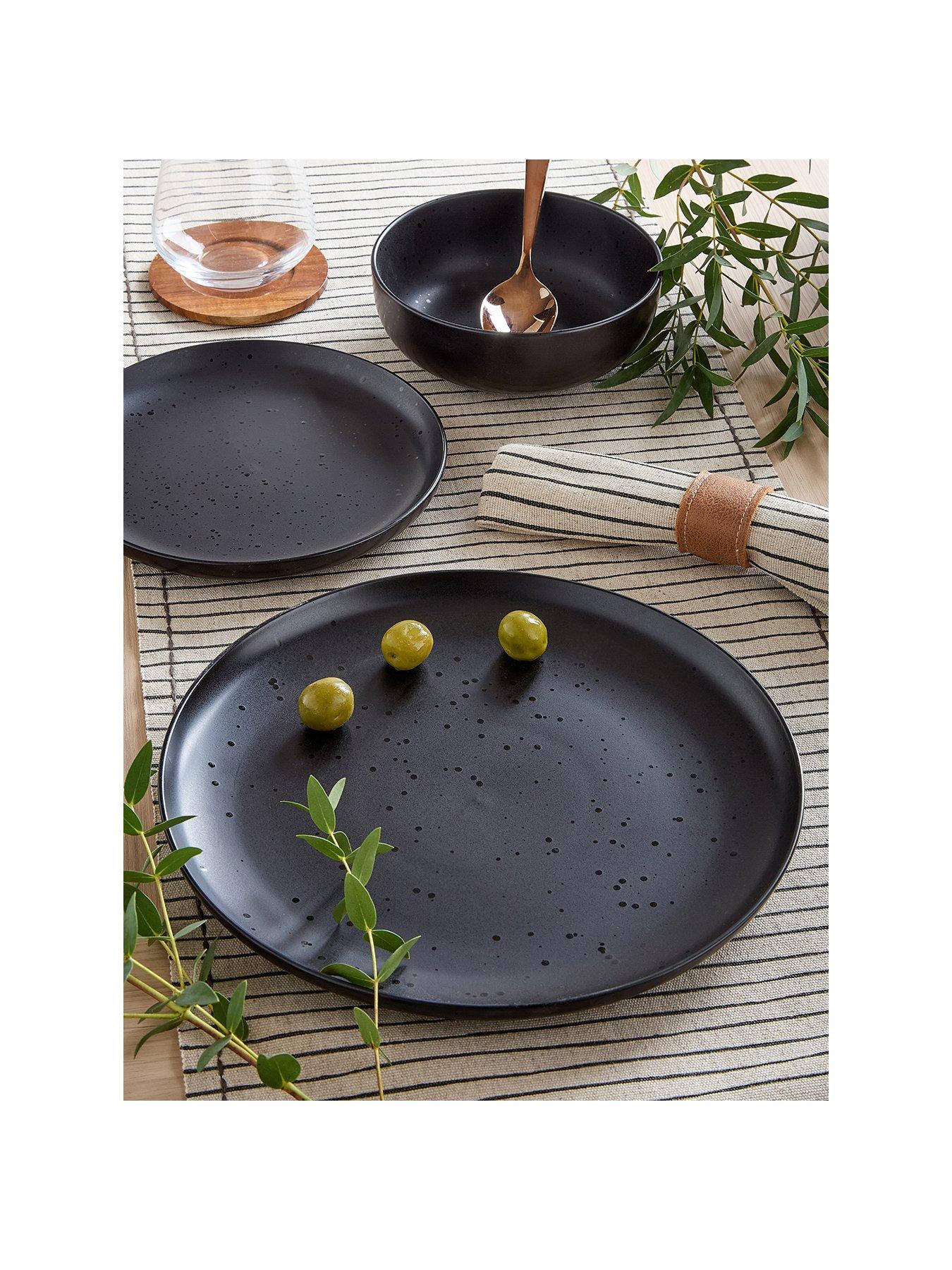 Image 2 of 6 of The Very Collection Black Speckle Reactive 12 Piece Dinner Set