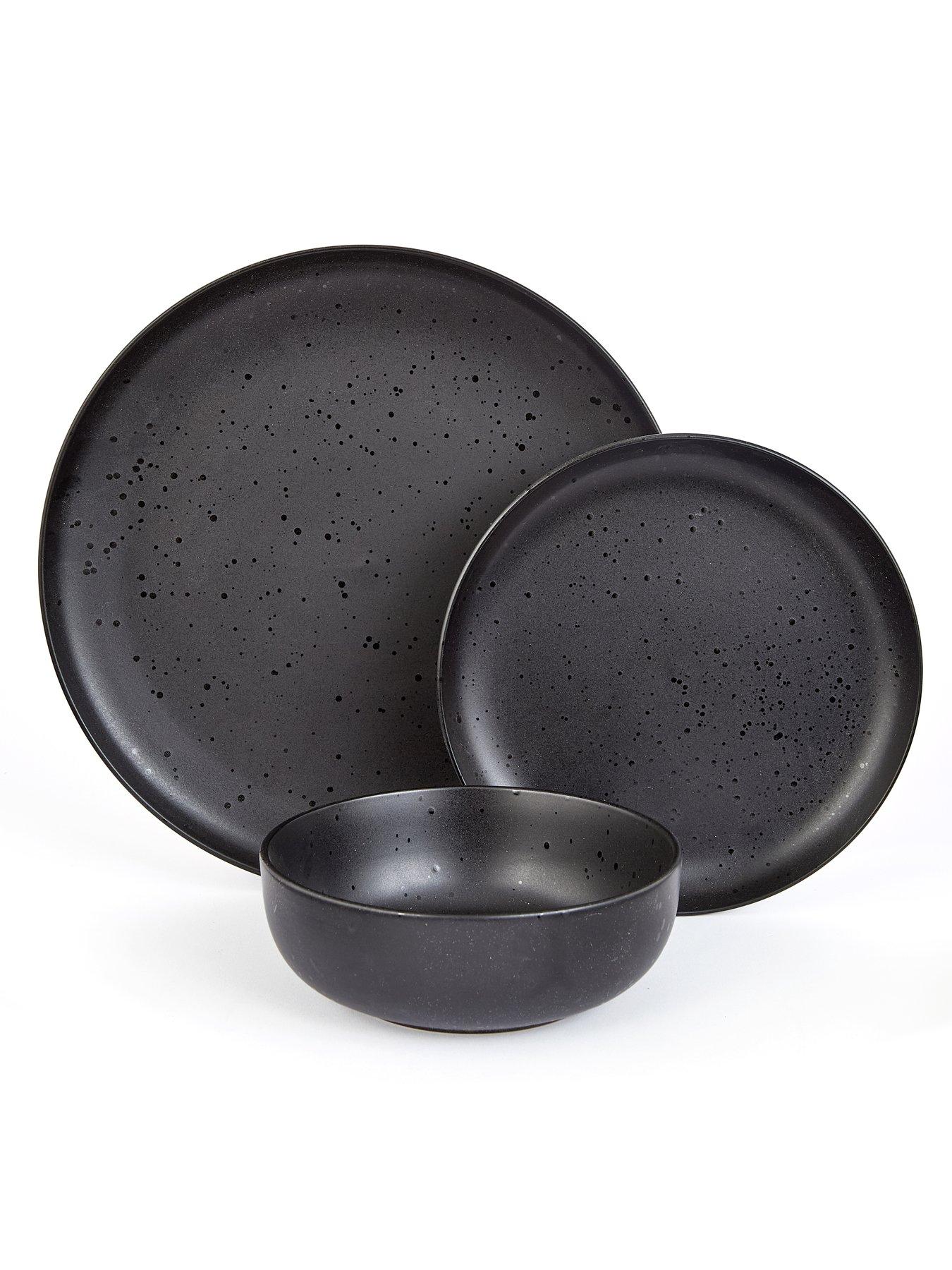 Image 3 of 6 of The Very Collection Black Speckle Reactive 12 Piece Dinner Set