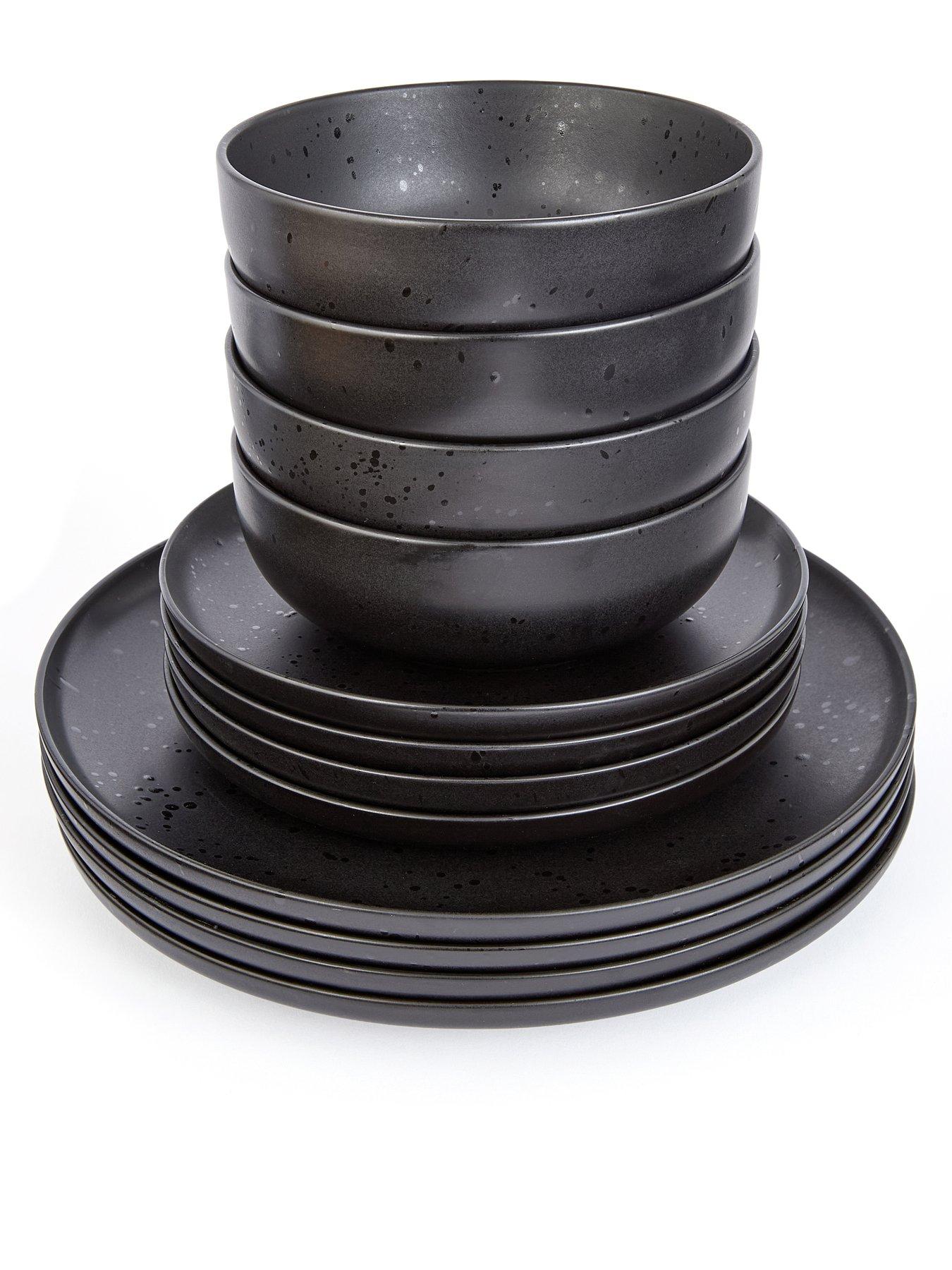 Image 4 of 6 of The Very Collection Black Speckle Reactive 12 Piece Dinner Set