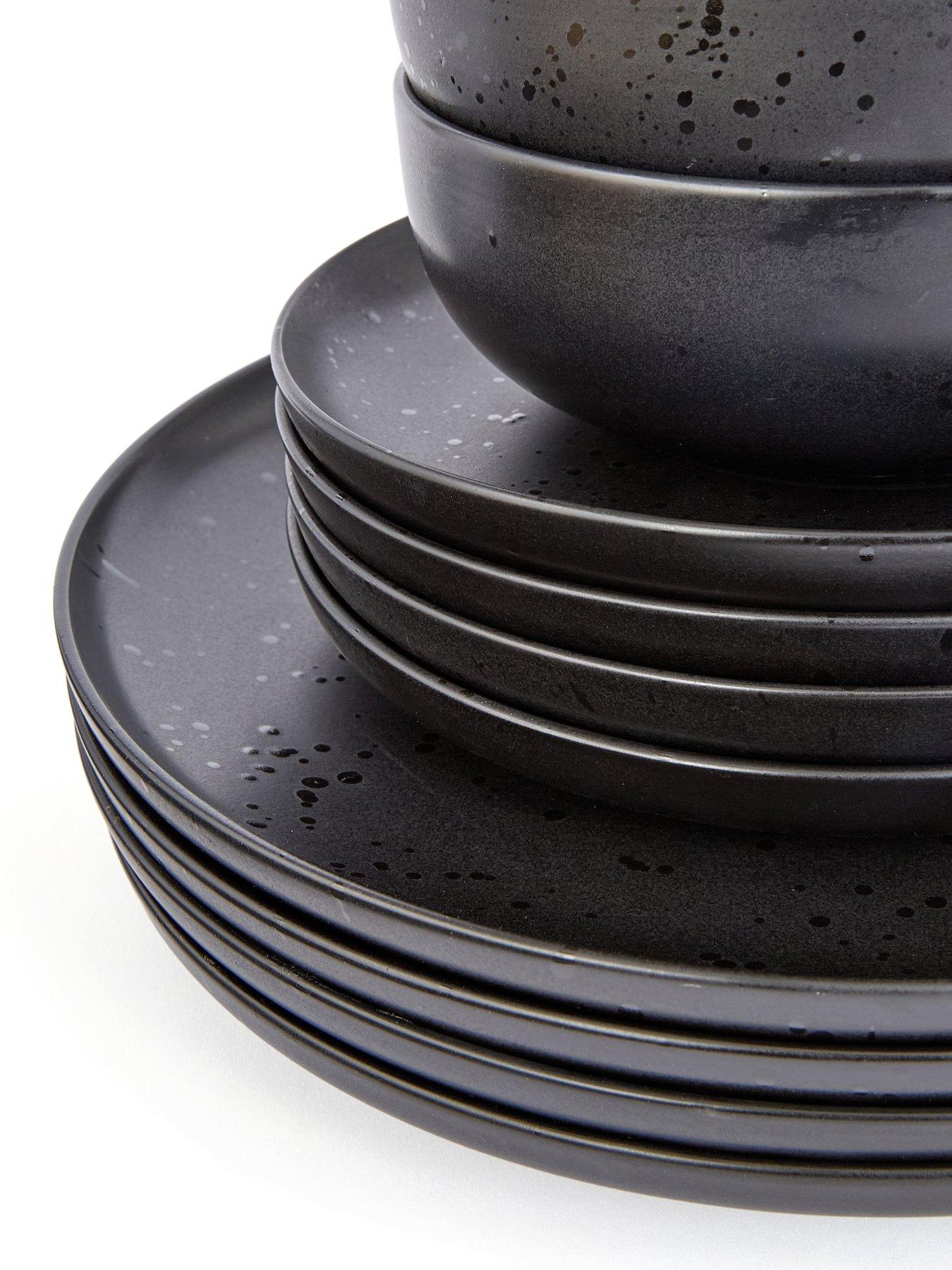 Image 5 of 6 of The Very Collection Black Speckle Reactive 12 Piece Dinner Set