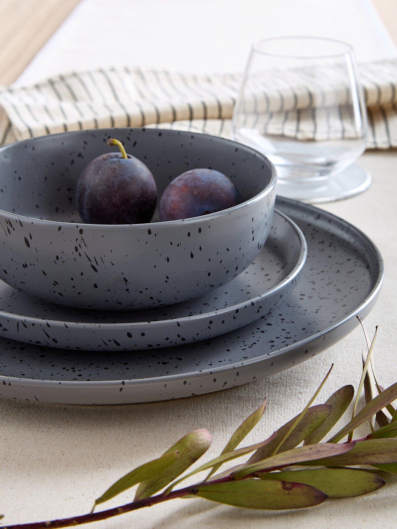 Image 1 of 6 of The Very Collection Grey Speckle Reactive 12 Piece Dinner Set