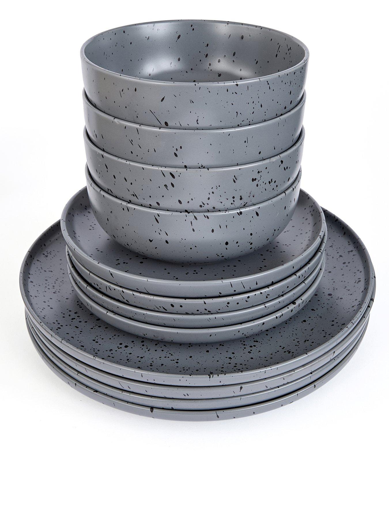 Image 4 of 6 of The Very Collection Grey Speckle Reactive 12 Piece Dinner Set
