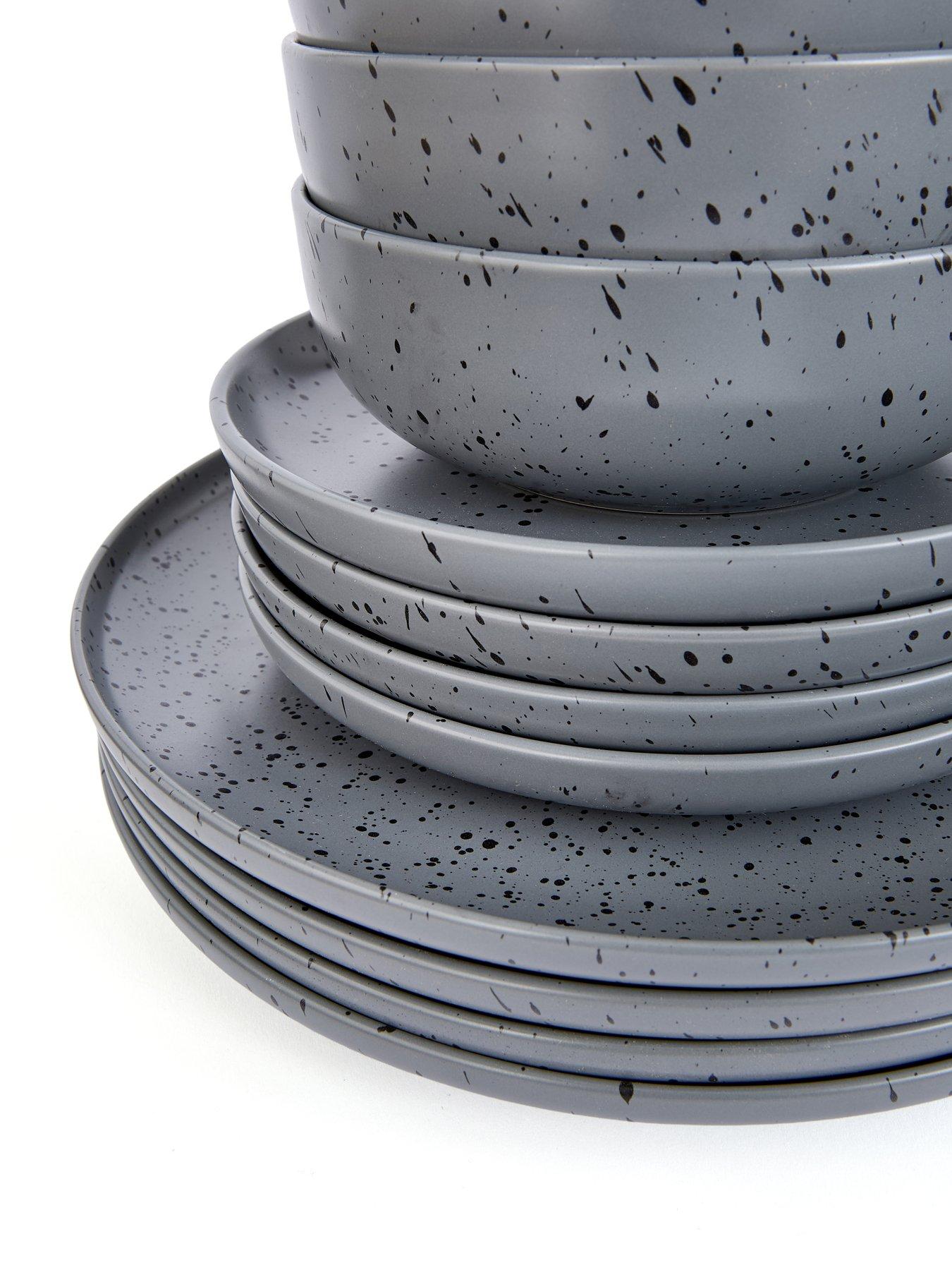 Image 5 of 6 of The Very Collection Grey Speckle Reactive 12 Piece Dinner Set