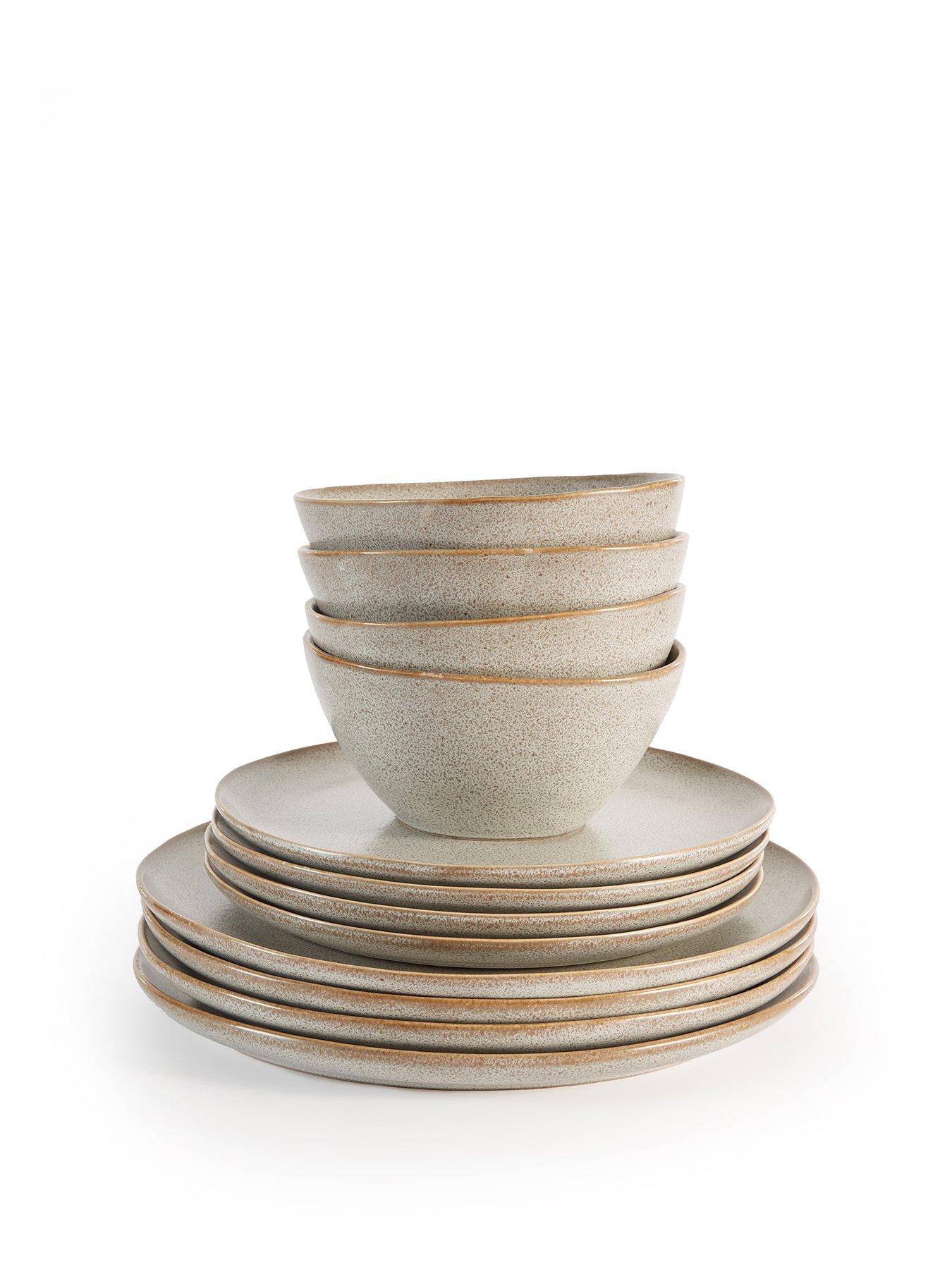 Image 2 of 7 of Michelle Keegan Home Taupe Speckle Reactive 12 Piece Dinner Set