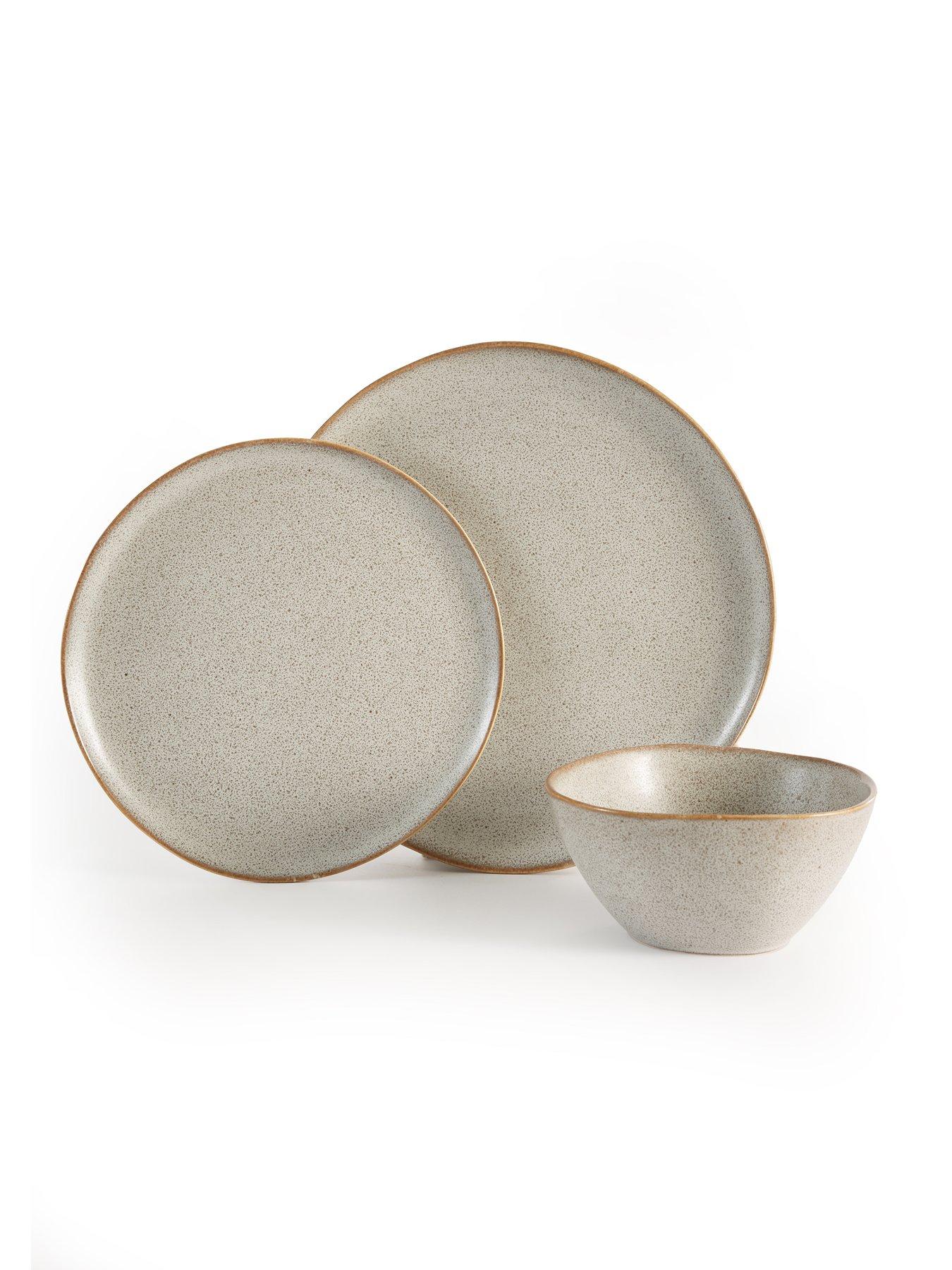 Image 3 of 7 of Michelle Keegan Home Taupe Speckle Reactive 12 Piece Dinner Set