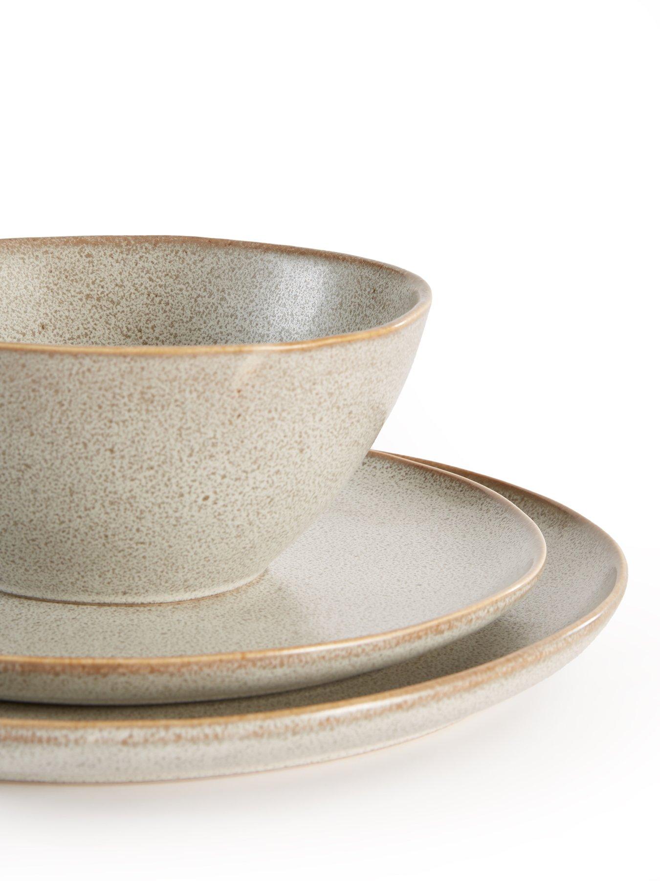 Image 4 of 7 of Michelle Keegan Home Taupe Speckle Reactive 12 Piece Dinner Set