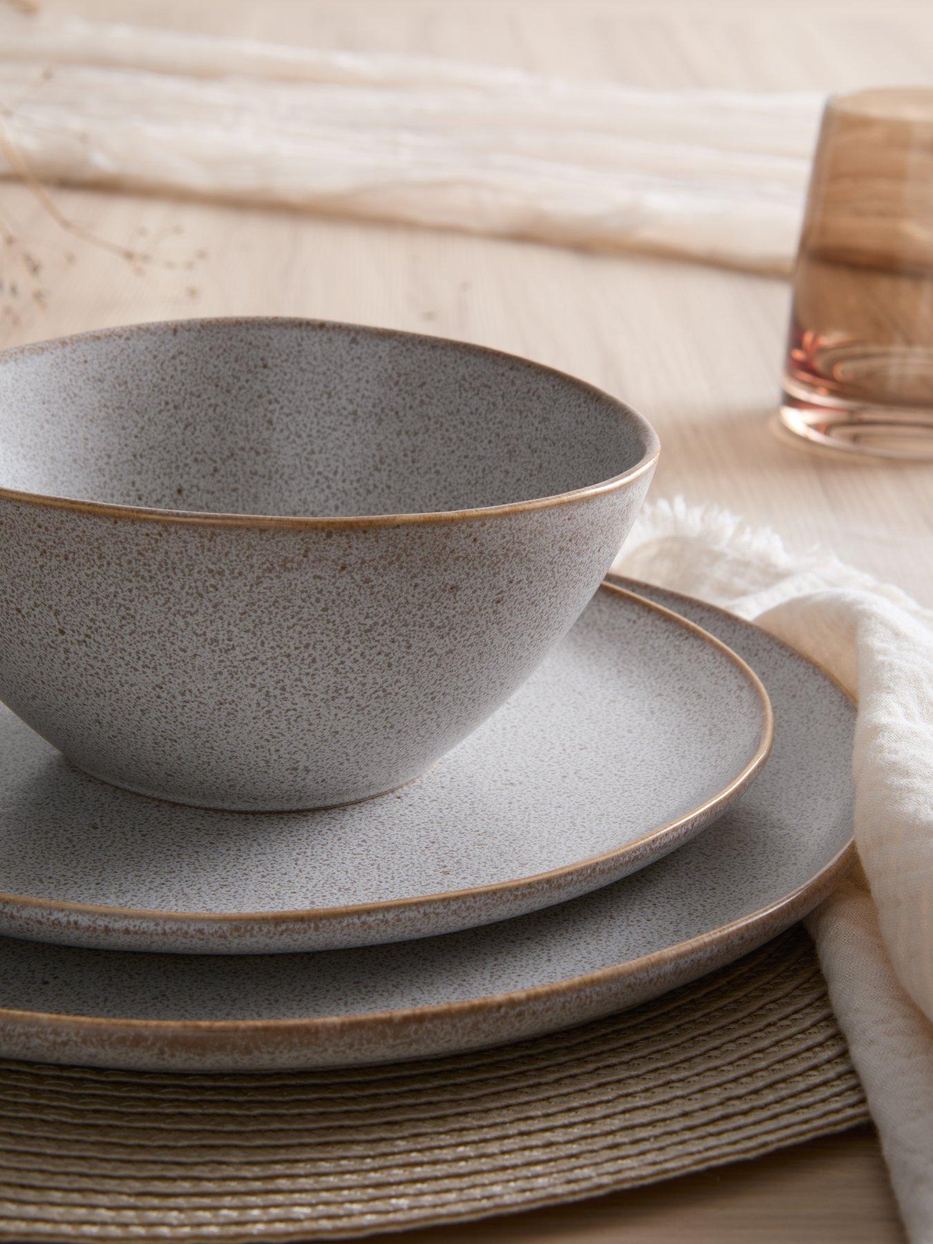 Image 7 of 7 of Michelle Keegan Home Taupe Speckle Reactive 12 Piece Dinner Set