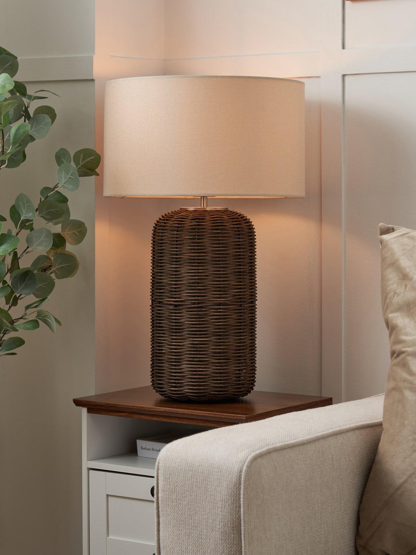 The Very Collection Large Walnut Woven Table Lamp - 38cm