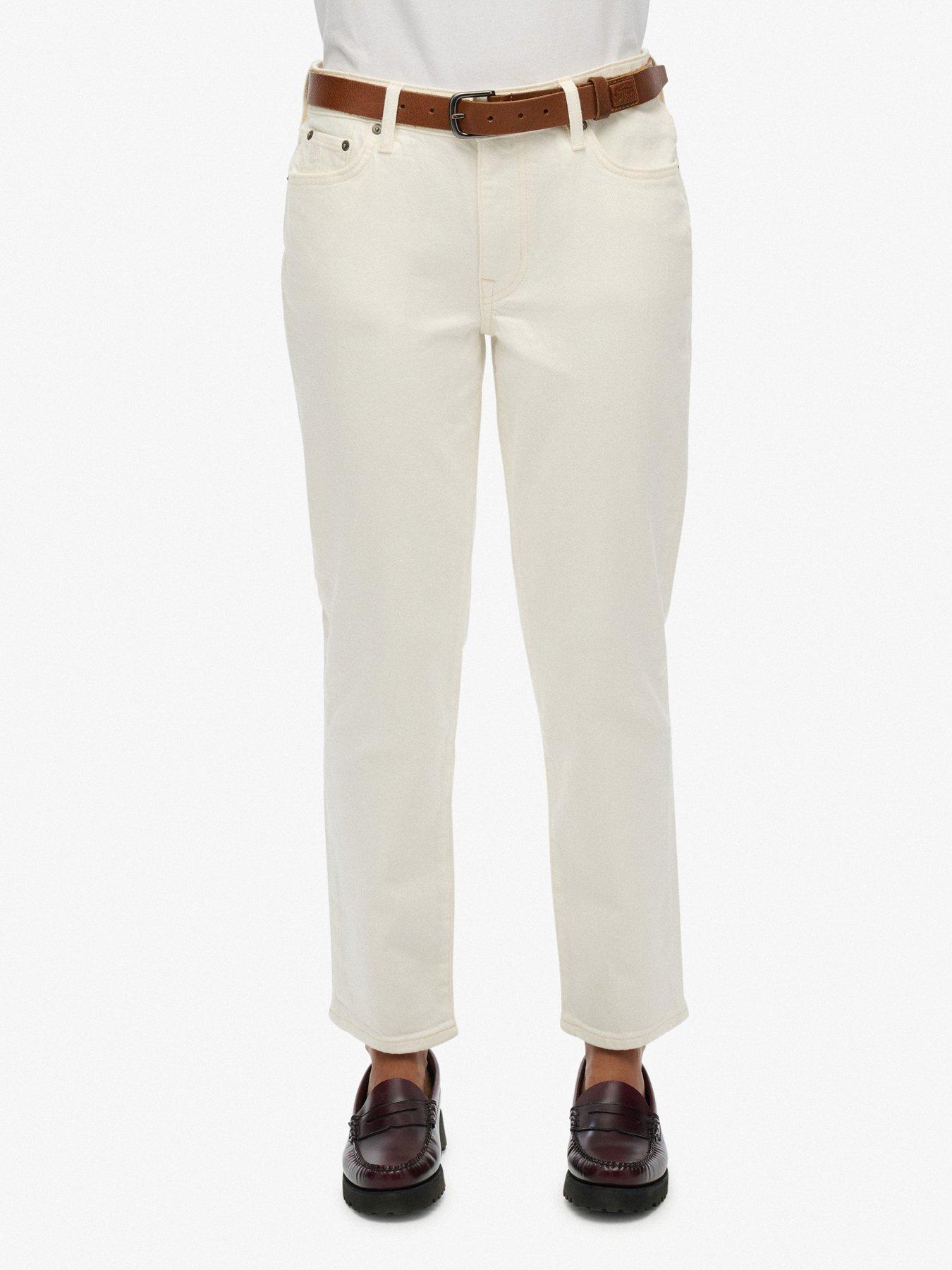 undefined Cotton Mid Rise Slim Jeans - White