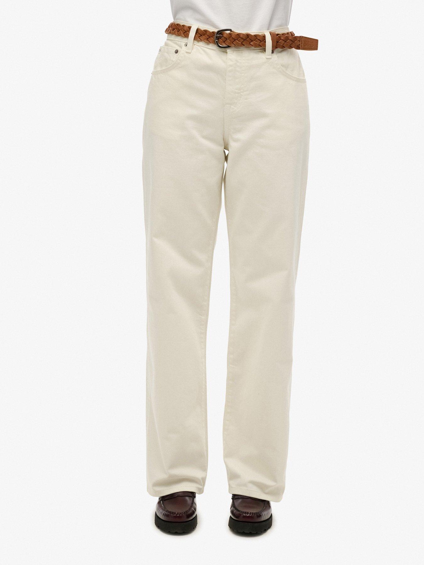 undefined Mid Rise Wide Leg Jeans - White