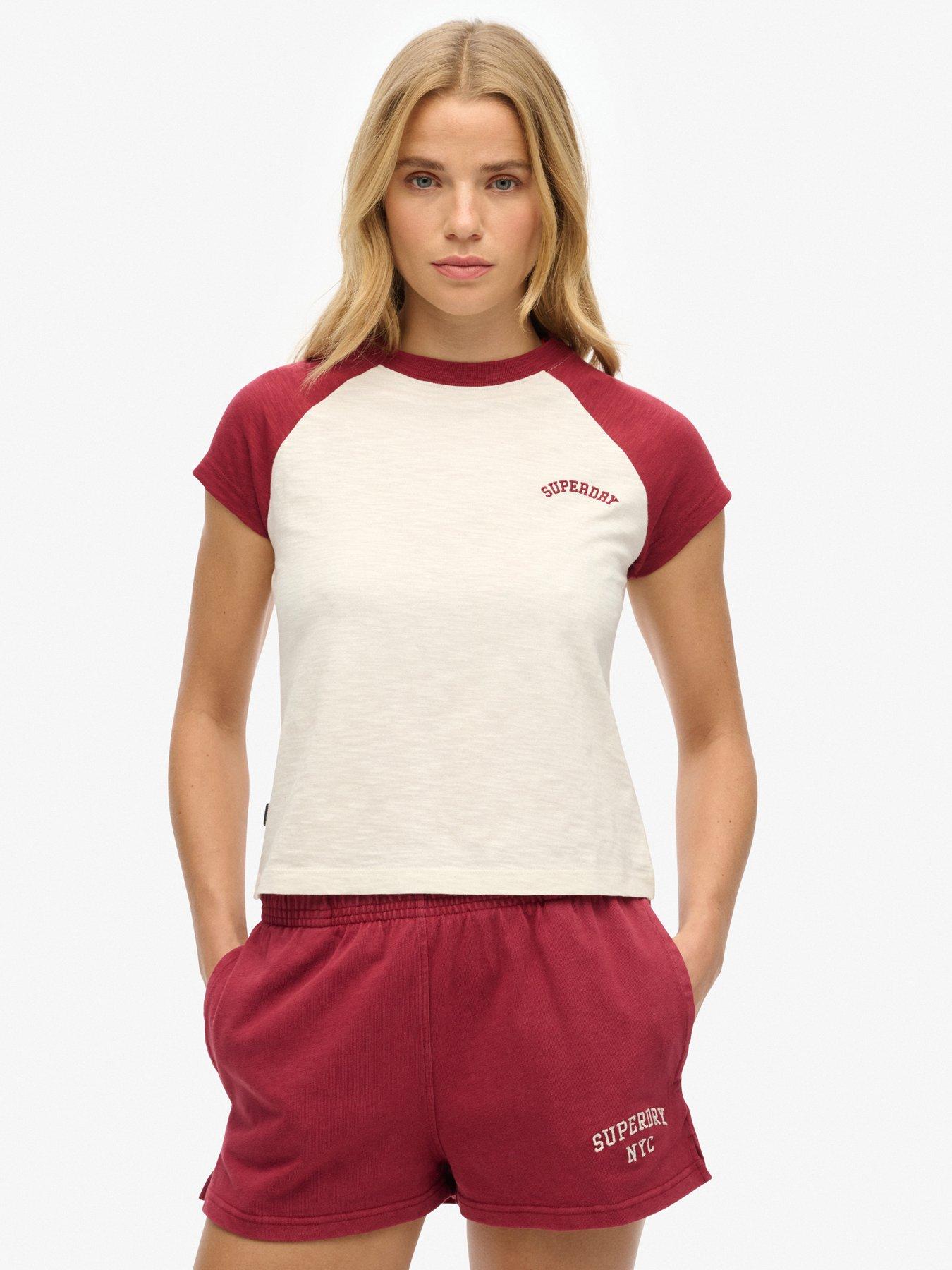 undefined Organic Cotton Essential Logo Raglan T-Shirt - Red