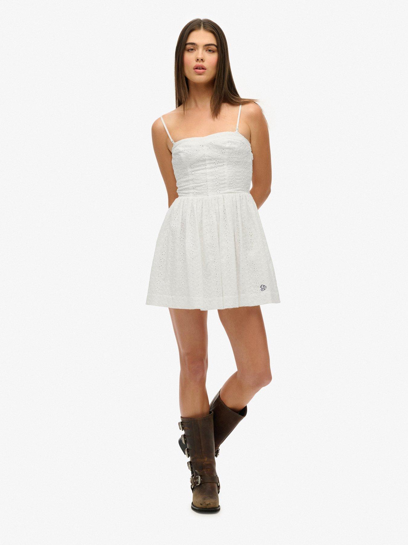 undefined Broderie Cami Mini Dress - White