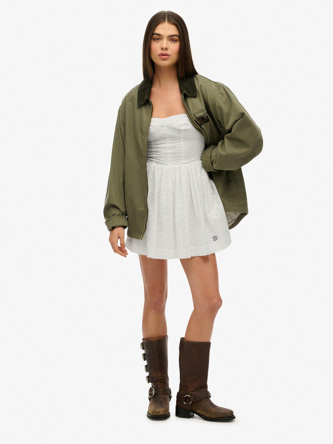 Image 4 of 6 of Superdry Broderie Cami Mini Dress - White