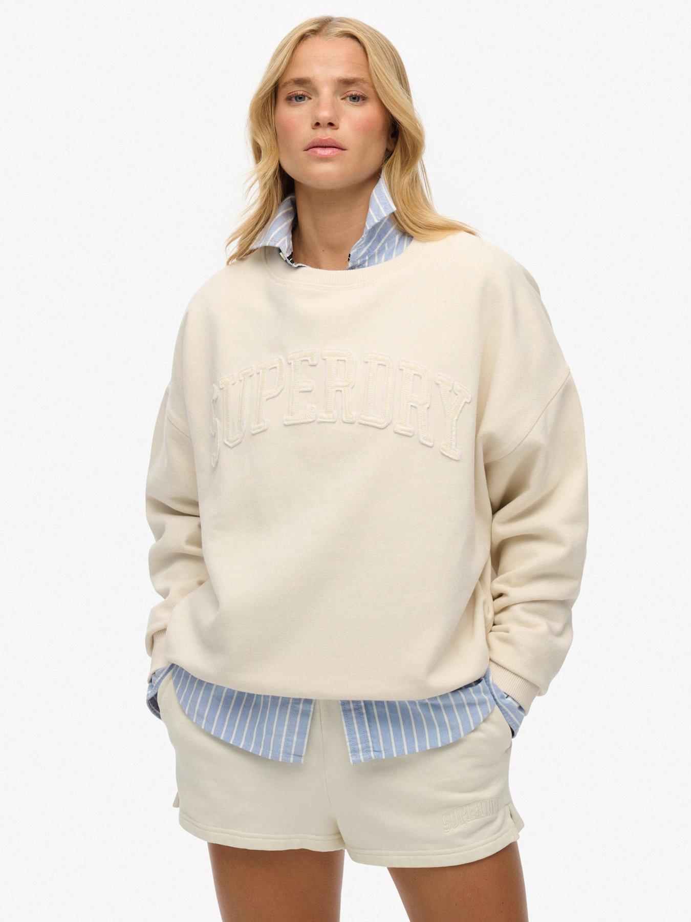 undefined Athletic Essentials Tonal Applique Crew Sweatshirt - White