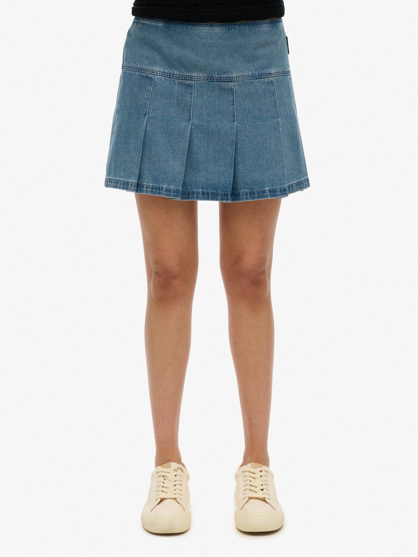 undefined Pleated Patched Mini Skirt - Blue