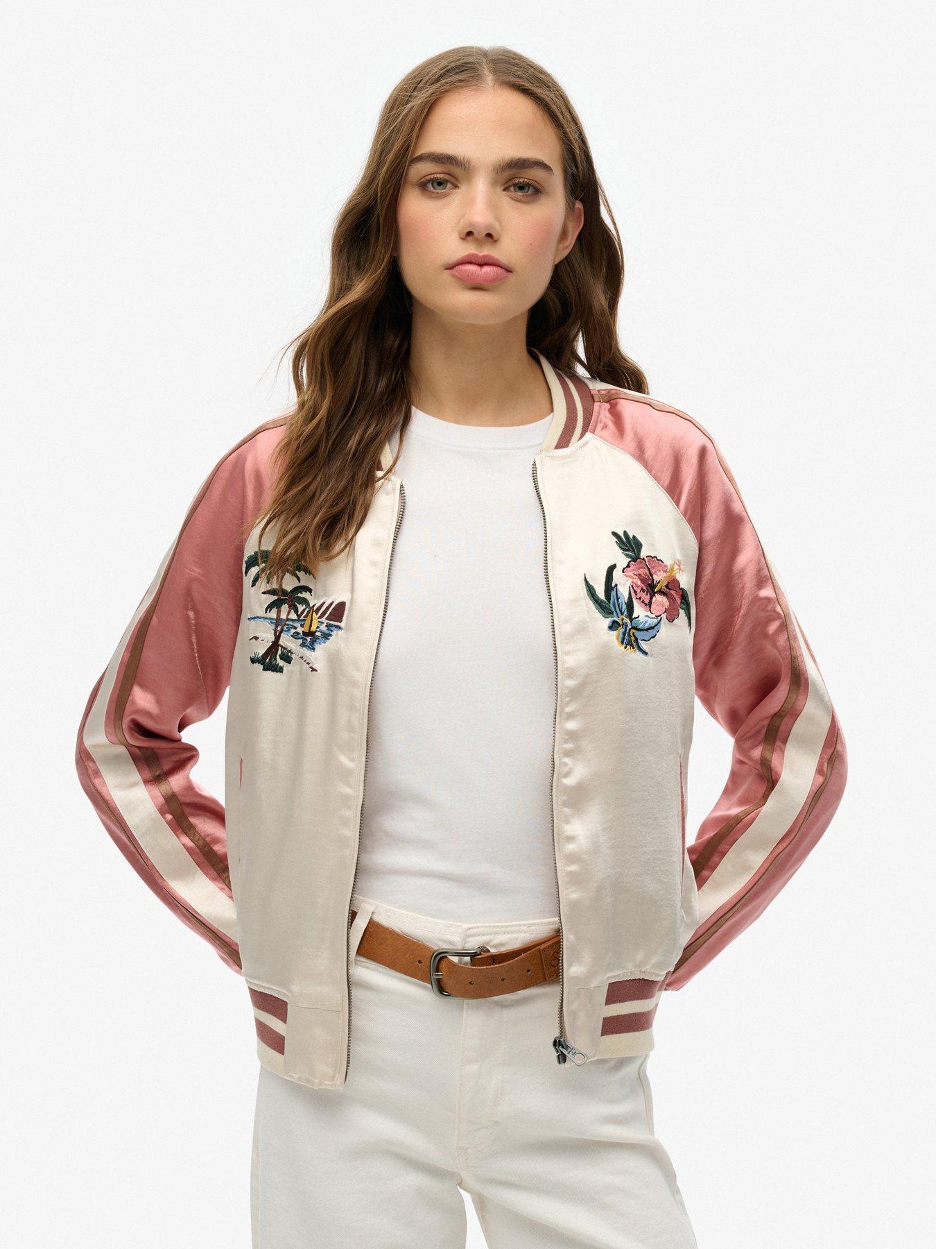 Image 1 of 6 of Superdry Suikajan Embroidered Bomber - White